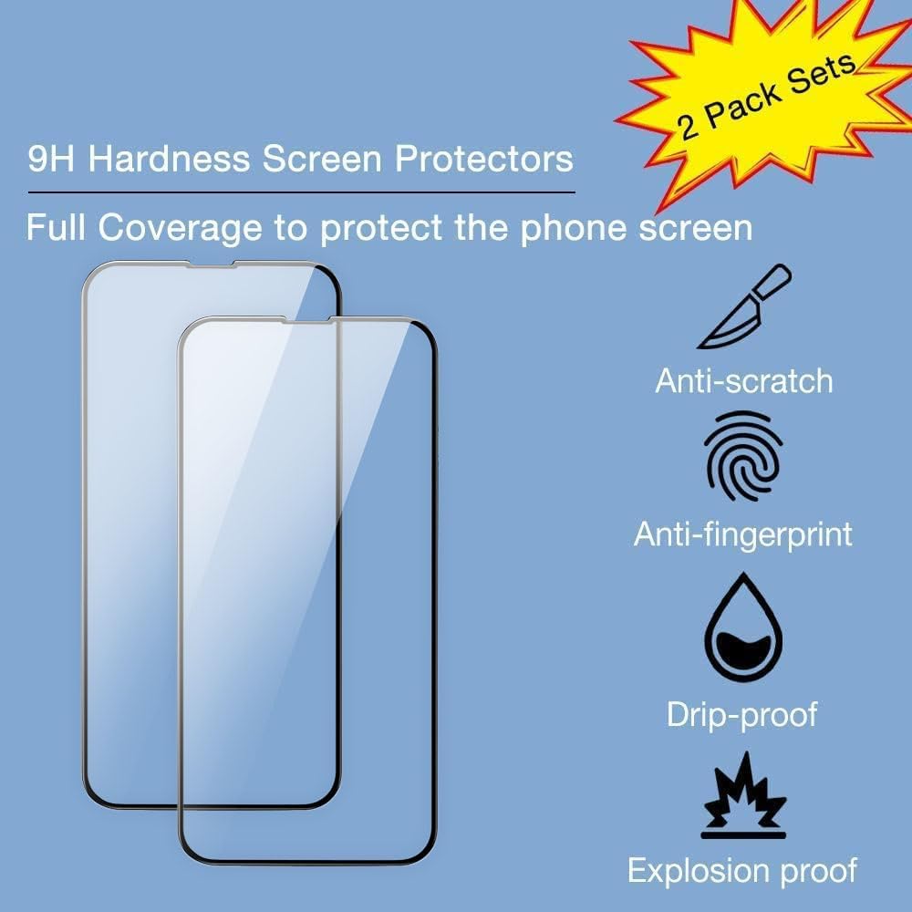 iPhone 16 Pro Case with 2 Tempered Glass Protectors, Glitter Bling Sparkly