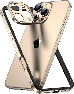 iPhone 16 Pro Max Gold Frame Case with Camera Protector