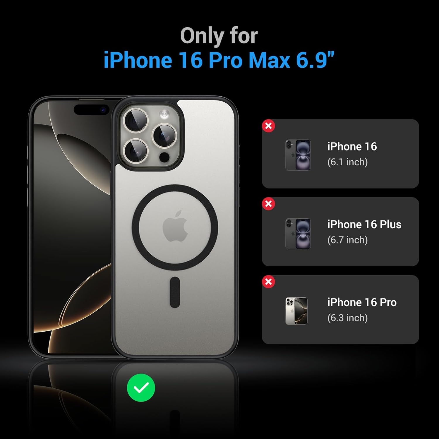 iPhone 16 Pro Max Case – MagSafe, Slim iCrystal Tech, MIL-Grade Protection