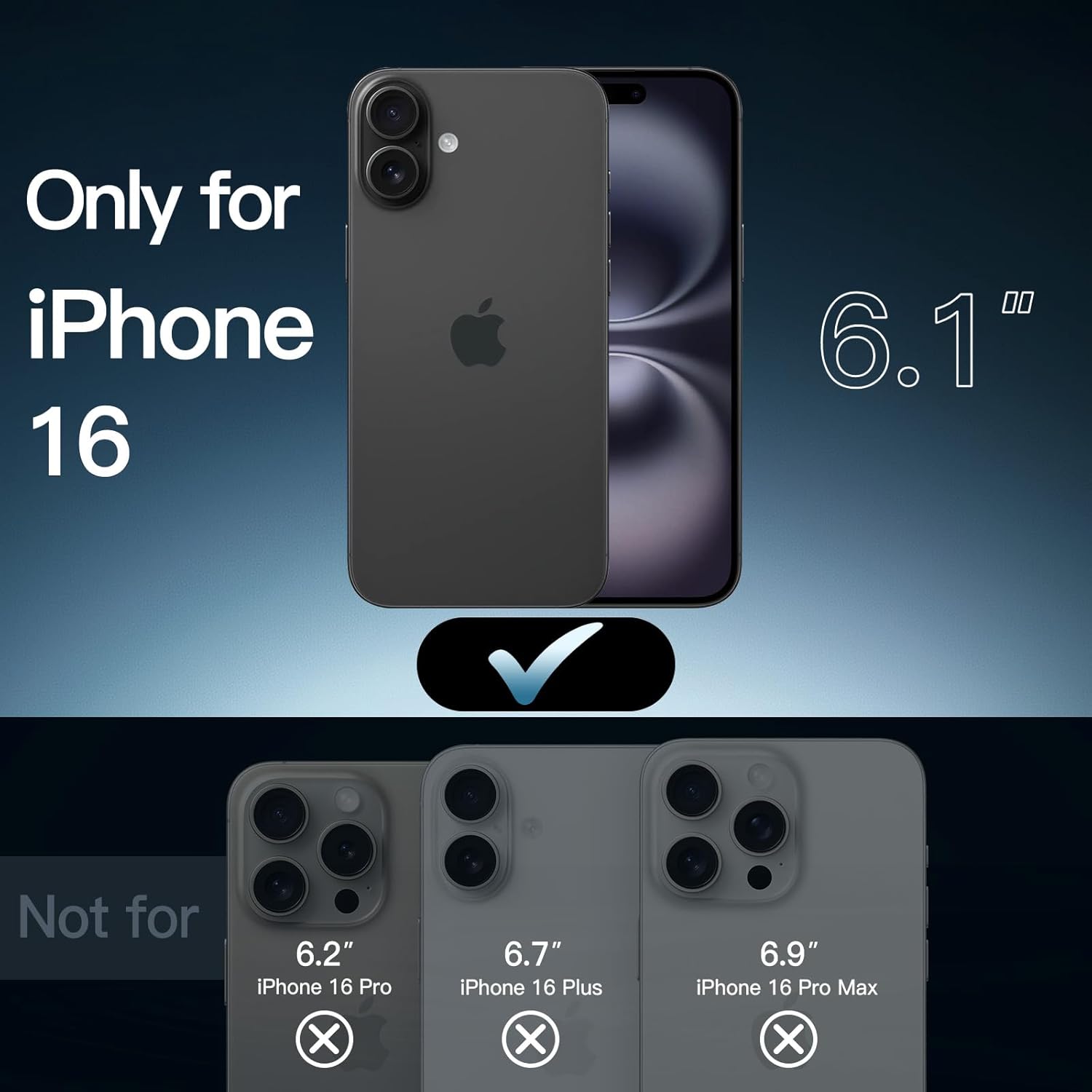 iPhone 16 6.1-Inch, Non-Yellowing Shockproof Phone Bumper Cover, Anti-Scratch Clear Back