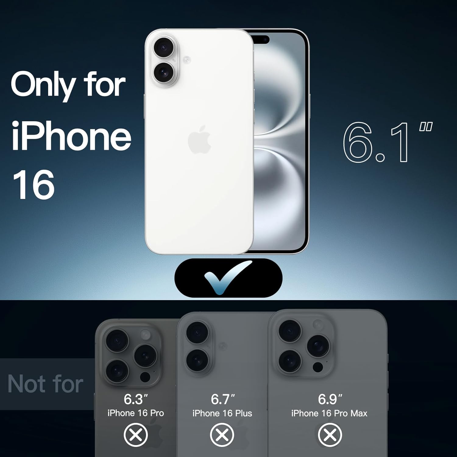 iPhone 16 6.1-Inch, Non-Yellowing Shockproof Phone Bumper Cover, Anti-Scratch Clear Back (Clear)