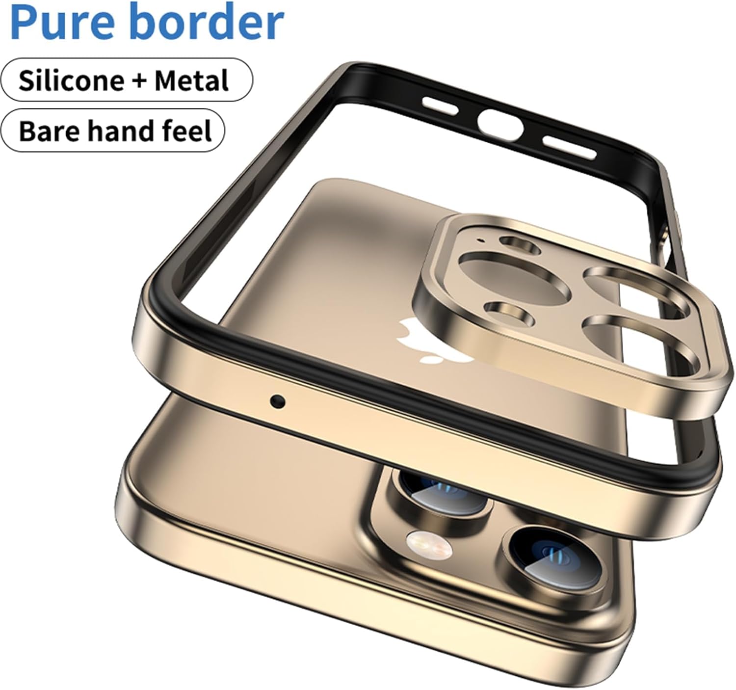 iPhone 16 Pro Max Gold Frame Case with Camera Protector