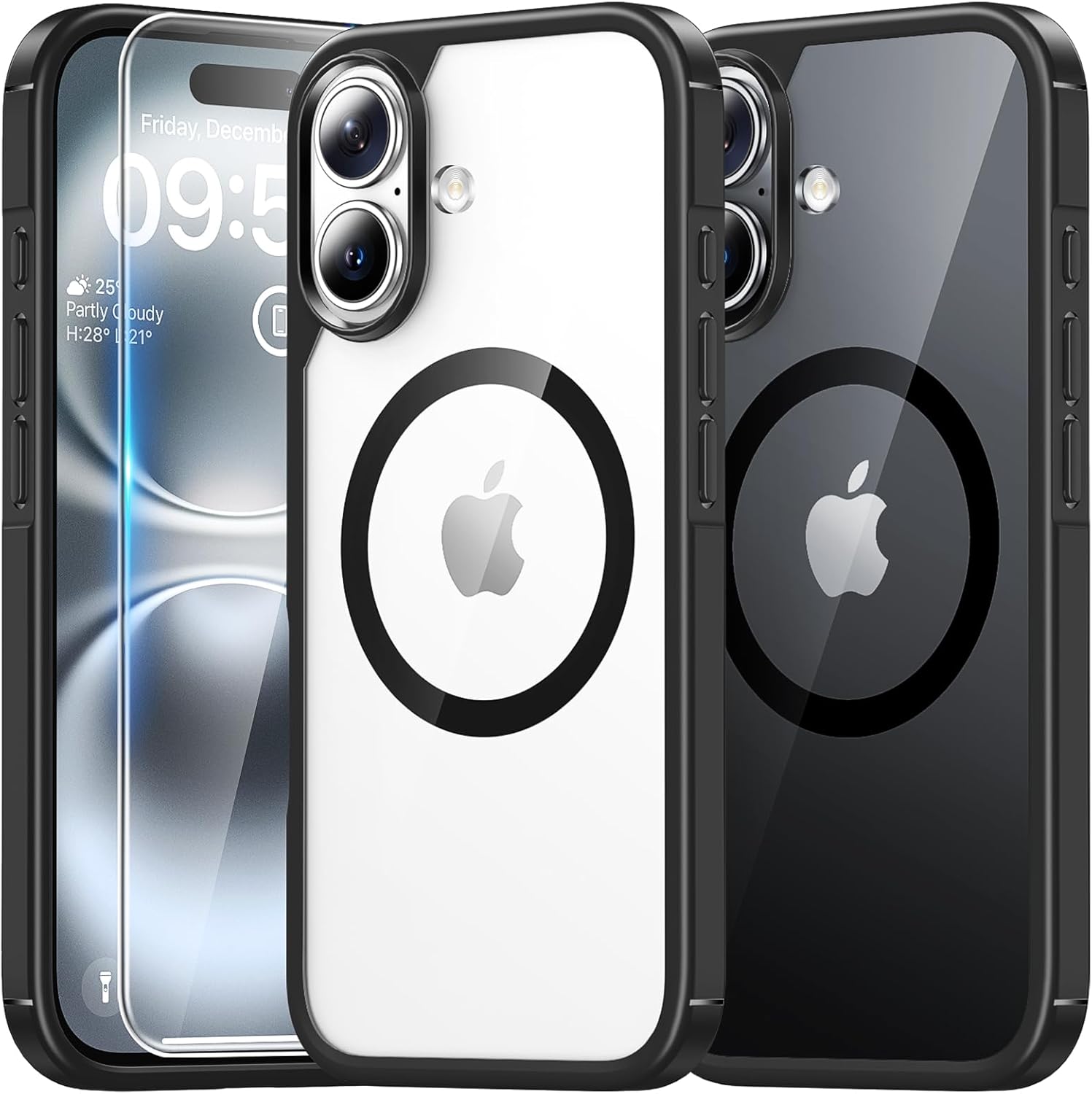 MagSafe iPhone 16 Plus Case (6.7″) – Clear Shockproof Cover with Screen Protector