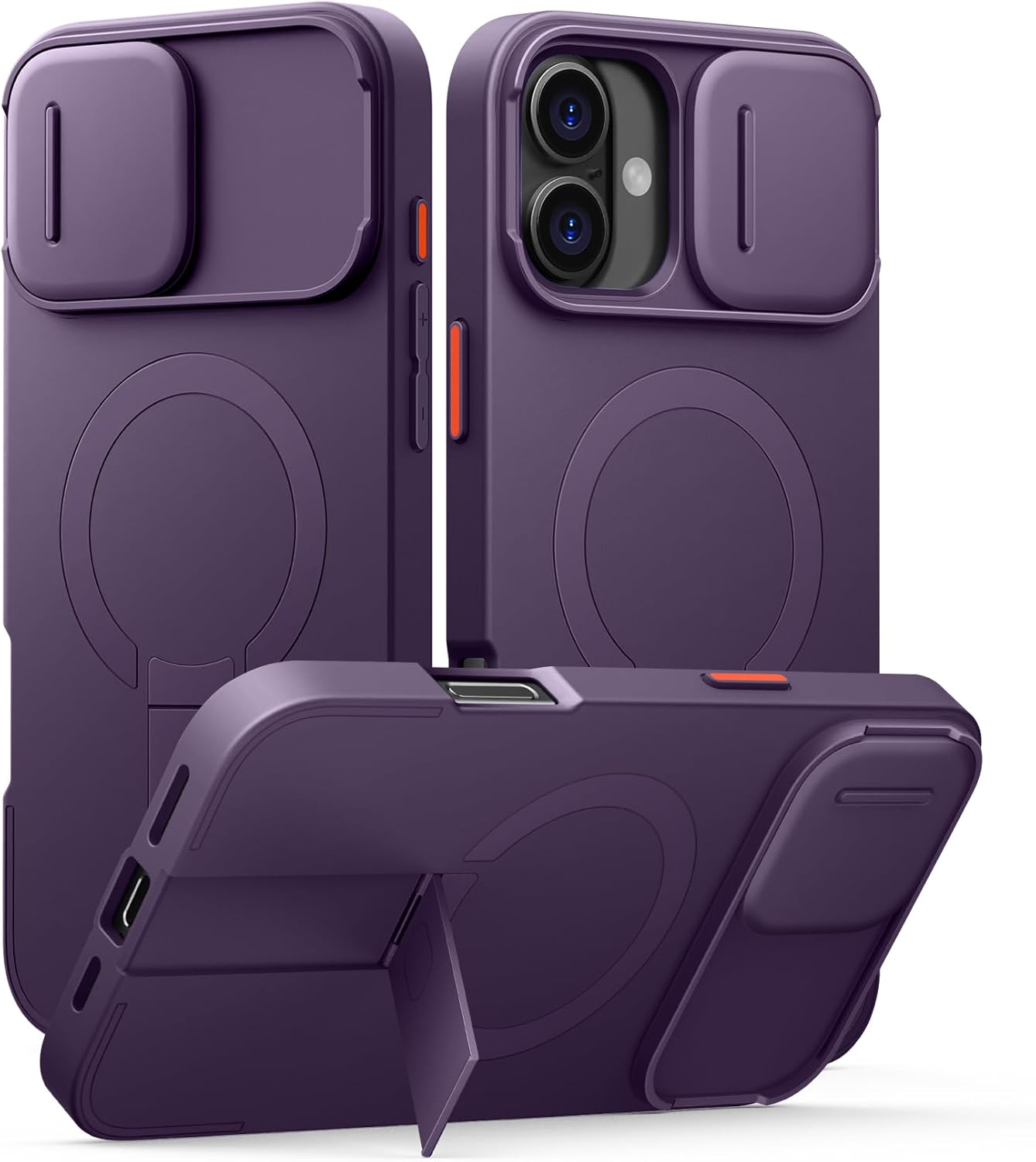 MagSafe iPhone 16 Plus Case – Shockproof Cover with Slide Camera Guard & Kickstand