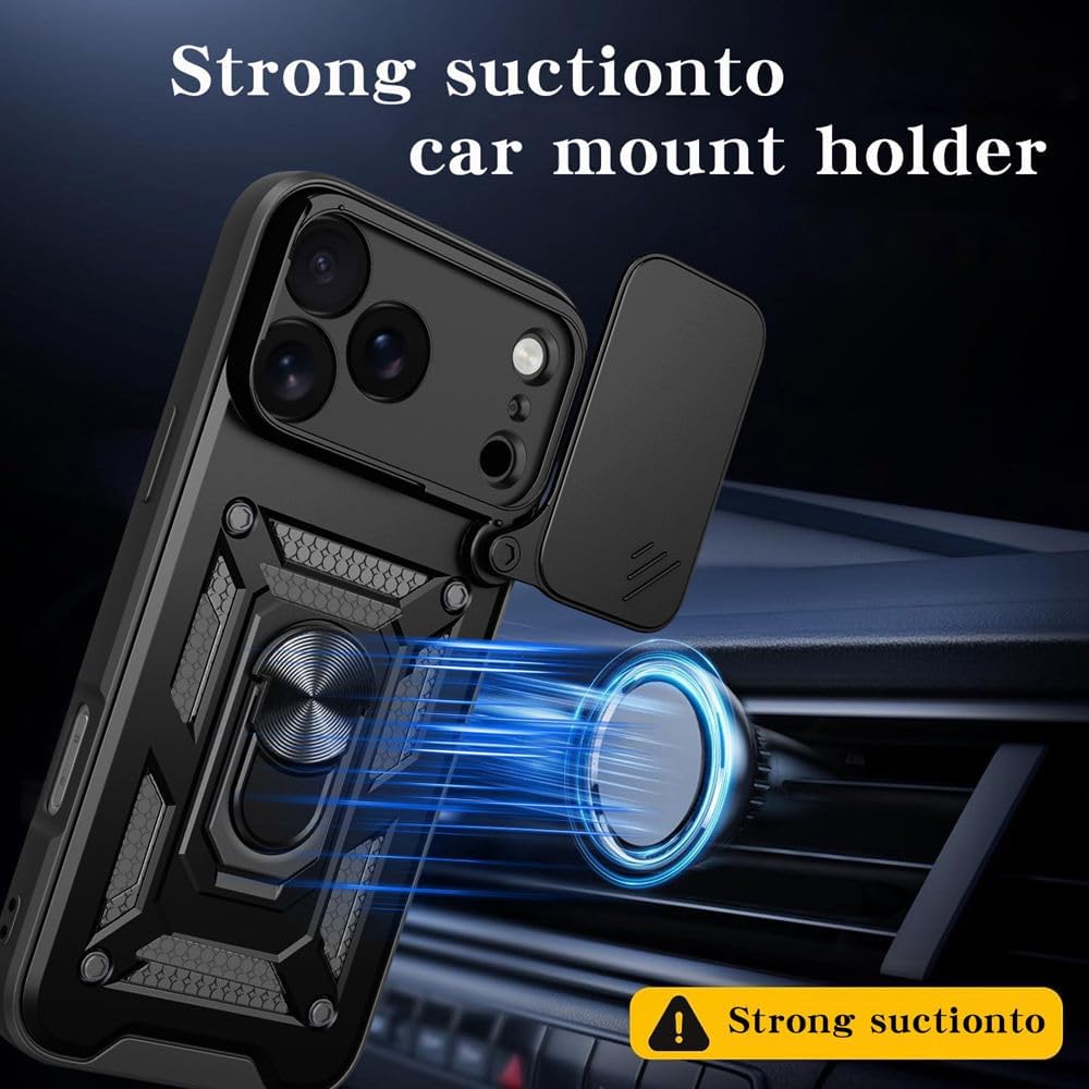 iPhone 17 Pro Max Case – Slide Camera Cover, Magnetic Mount, Military-Grade Shockproof