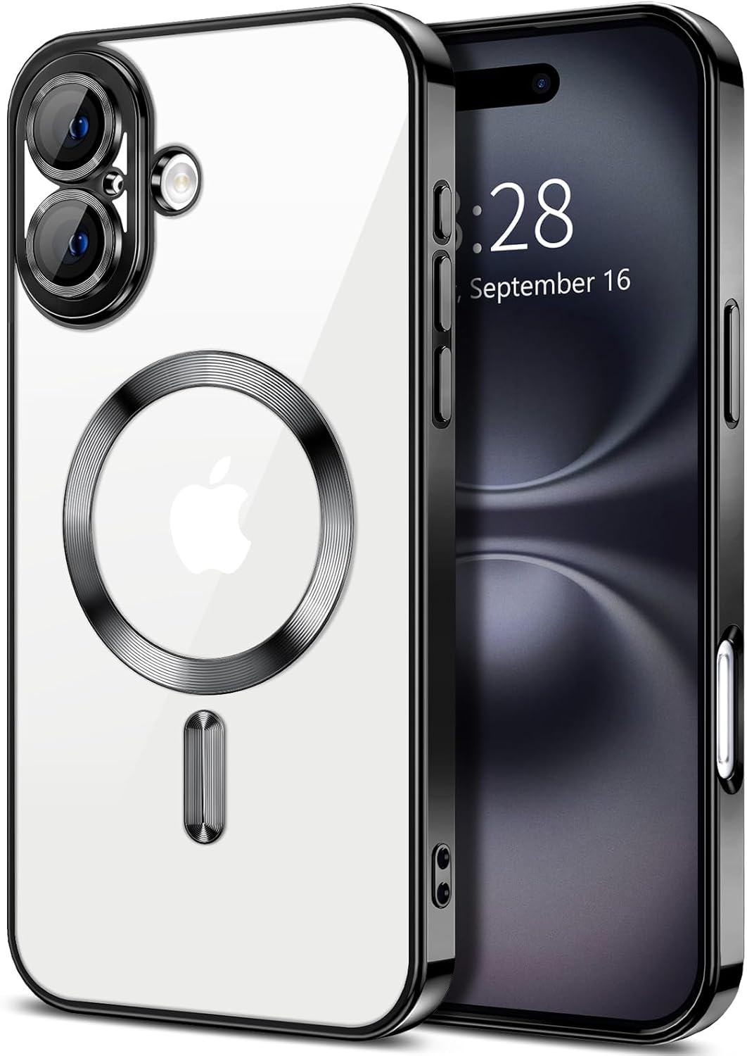 MagSafe iPhone 16 Plus Case (6.7″) – Clear Slim TPU Cover with Camera Lens Protector & Plating Edge
