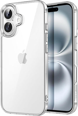 iPhone 16 6.1-Inch, Non-Yellowing Shockproof Phone Bumper Cover, Anti-Scratch Clear Back (Clear)