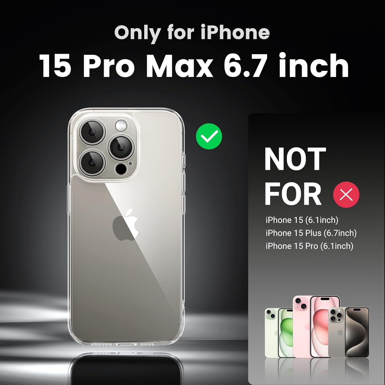 iPhone 15 Pro Max Clear Case – MIL-Grade, Anti-Yellow, Anti-Scratch, Slim with Air-Guard