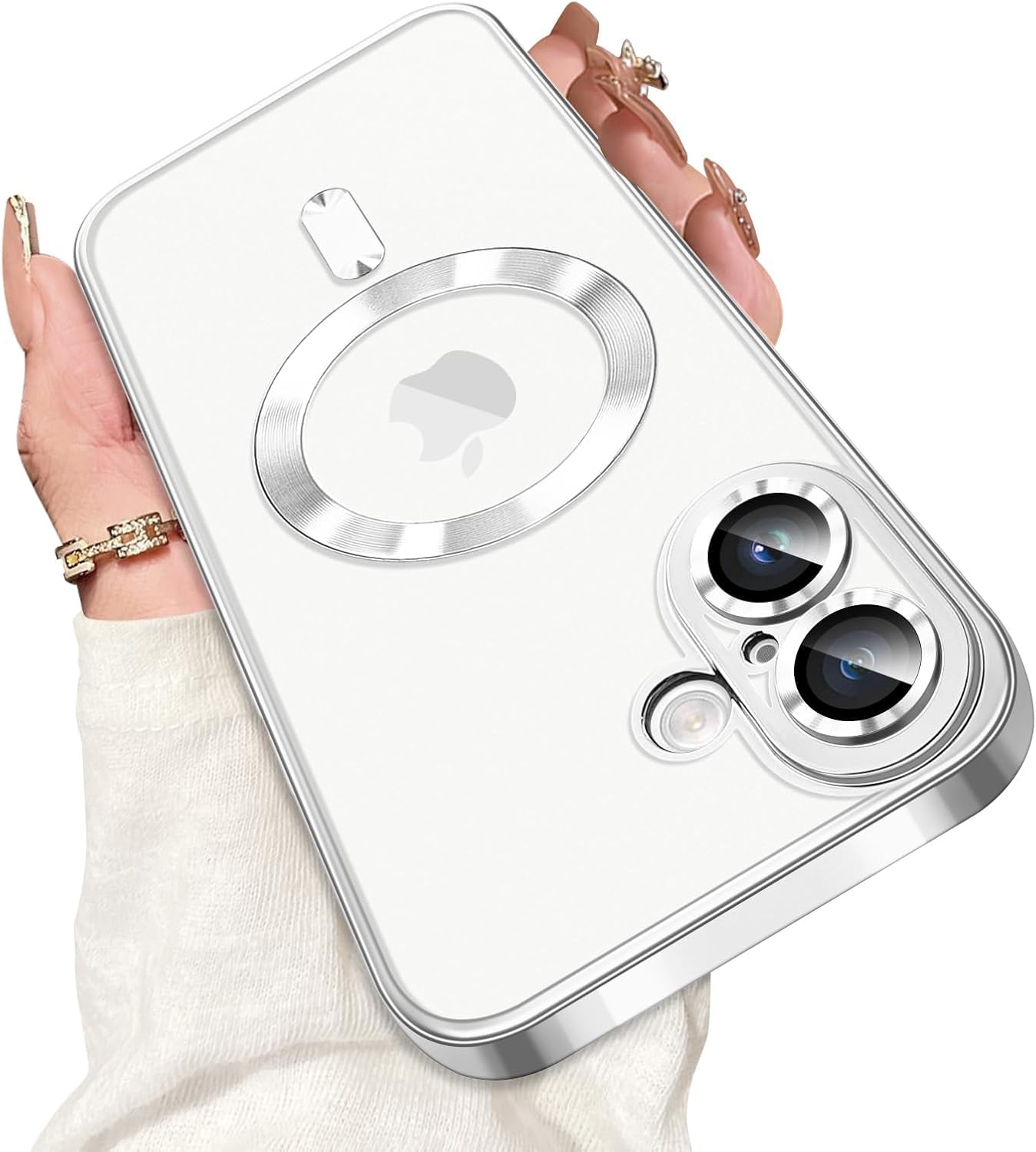 MagSafe iPhone 16 Plus Case (6.7″) – Clear Slim TPU Cover with Camera Lens Protector & Plating Edge