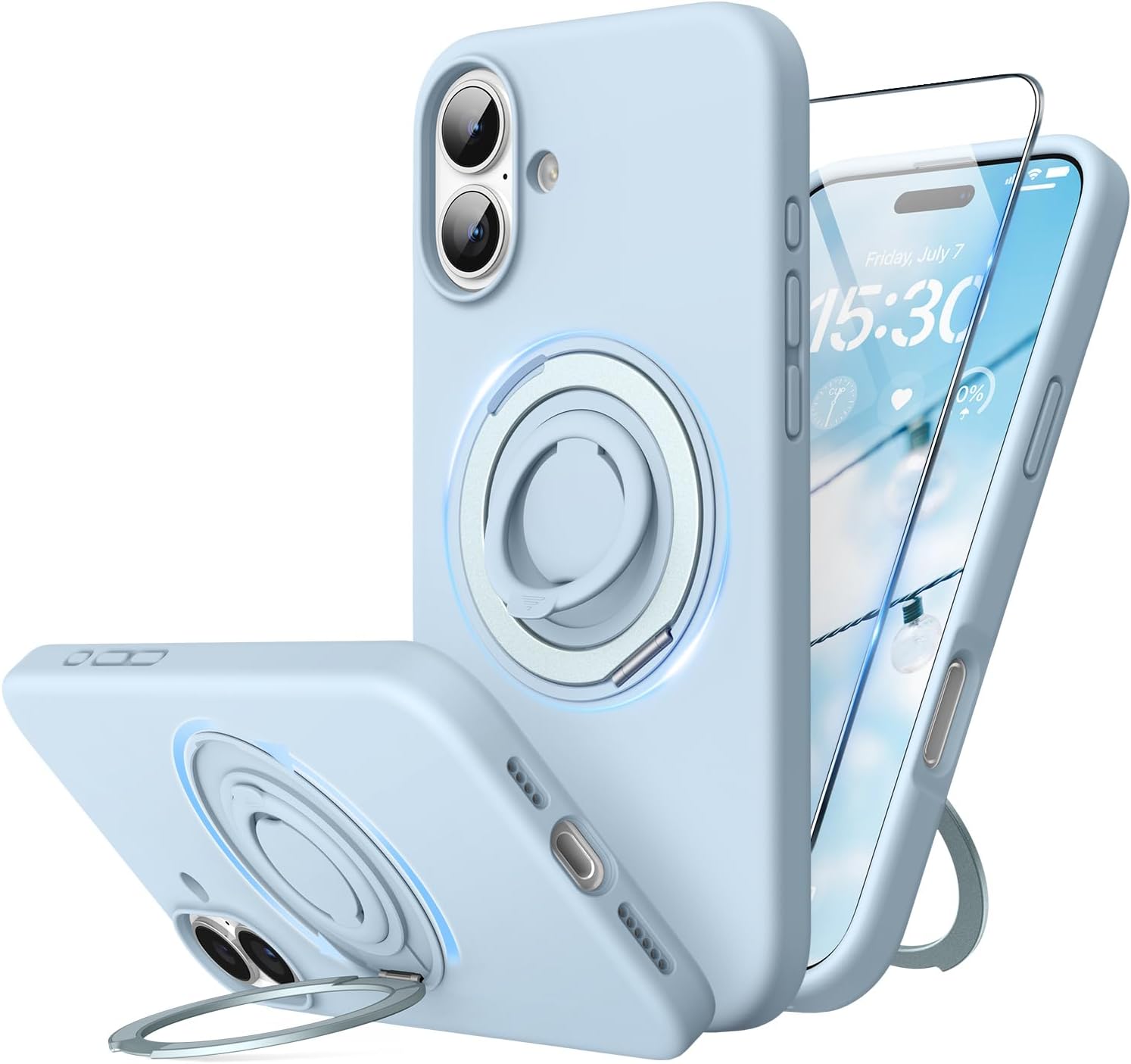 MagSafe iPhone 16 Plus Case (6.7″) – Slim Shockproof Cover with Rotating Ring Stand