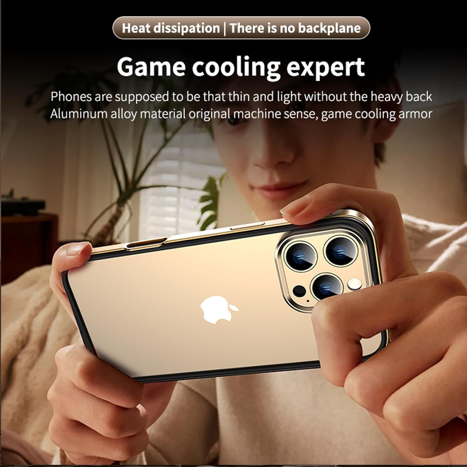iPhone 16 Pro Max Gold Frame Case with Camera Protector