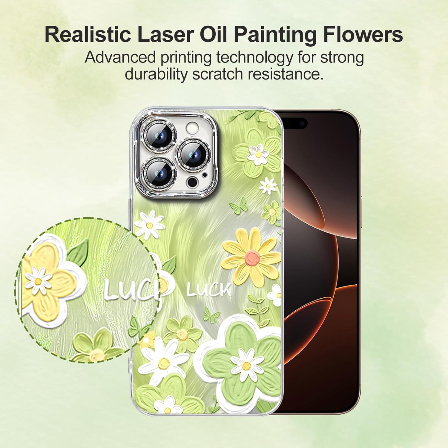 iPhone 16 Pro Max Case – Colorful Retro Floral Oil Painting, Cute & Protective