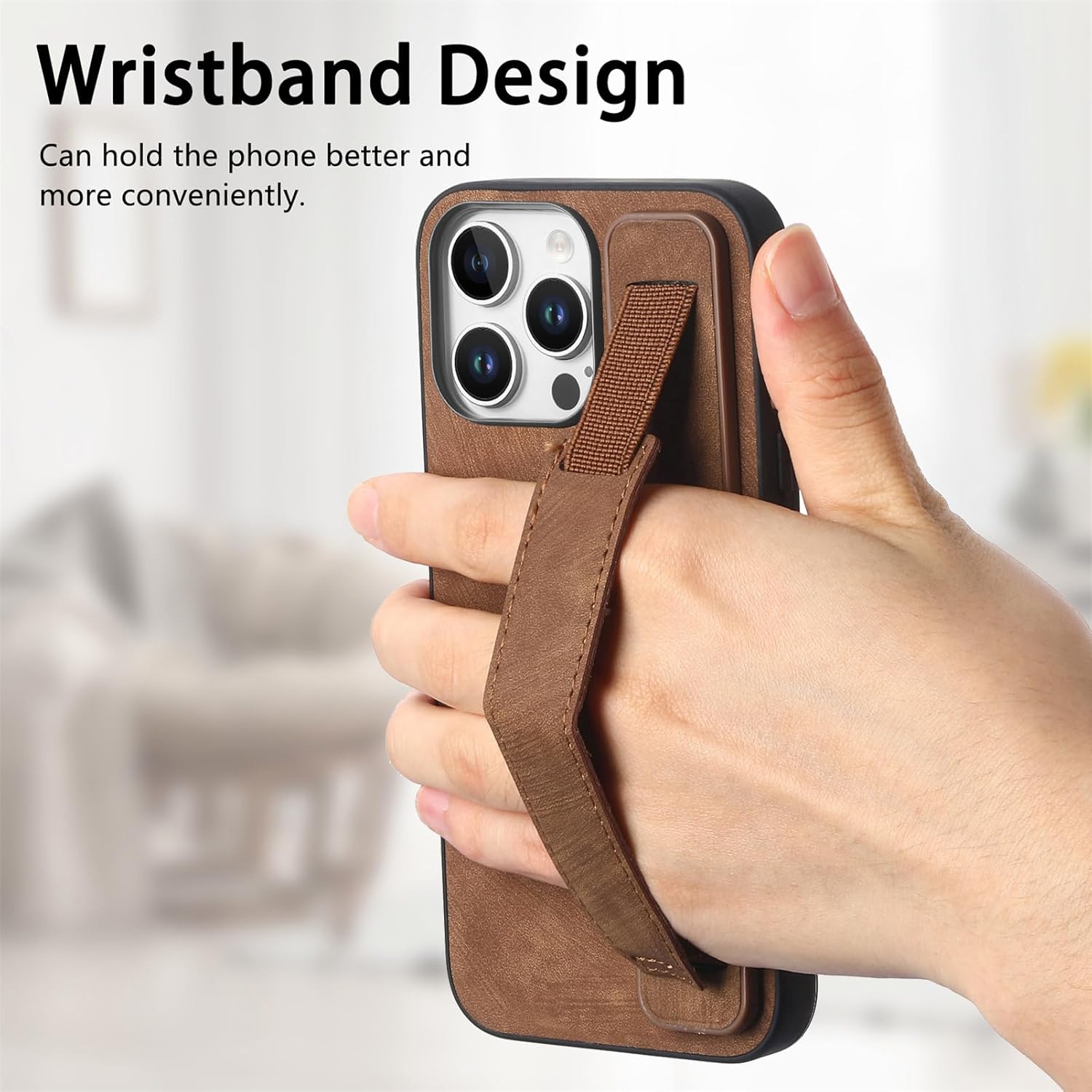 iPhone 16 Pro Max Leather Case – Shockproof, Stand & Strap