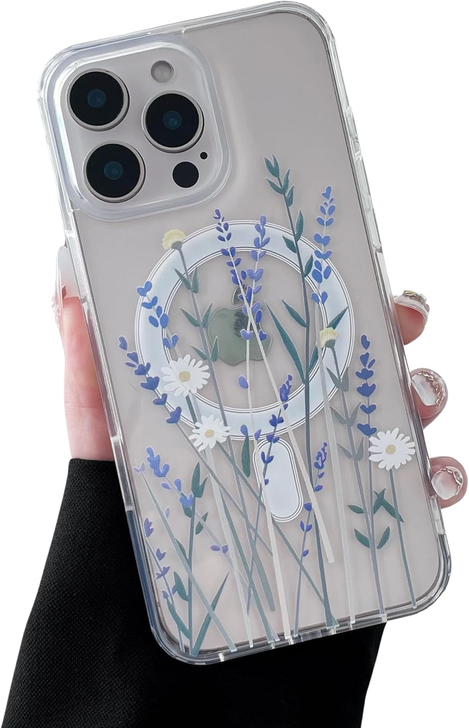 iPhone 16 Pro Max MagSafe Case – Big White Flower Design, Cute & Protective