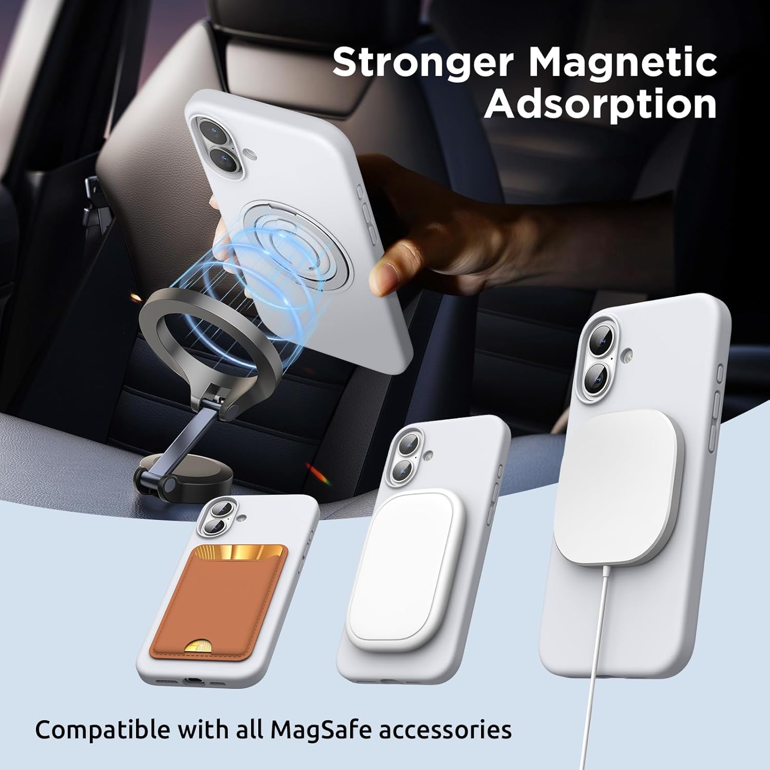 MagSafe iPhone 16 Plus Case (6.7″) – Slim Shockproof Cover with Rotating Ring Stand