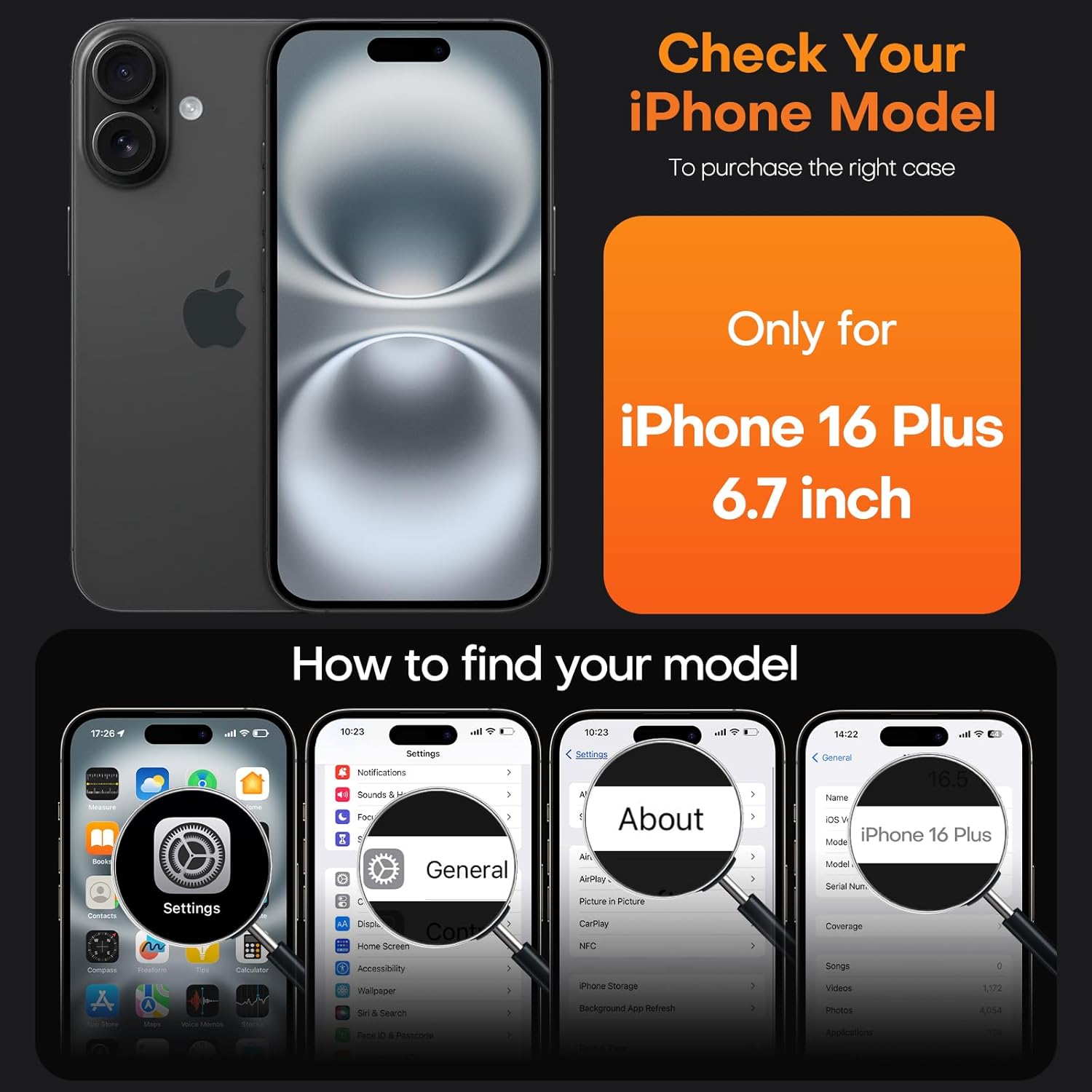 MagSafe iPhone 16 Plus Case (6.7″) – Clear Shockproof Cover with Screen Protector
