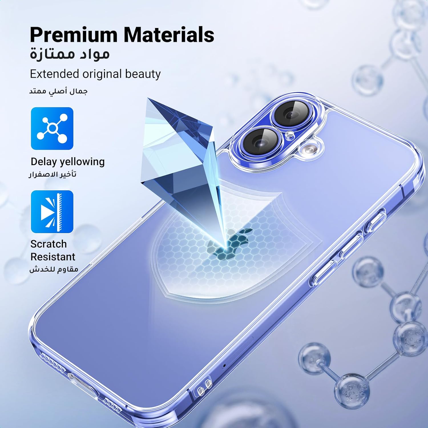 Phone 16 Clear Case – MIL-Grade, iCrystal Tech, Anti-Scratch, Slim with Air-Guard