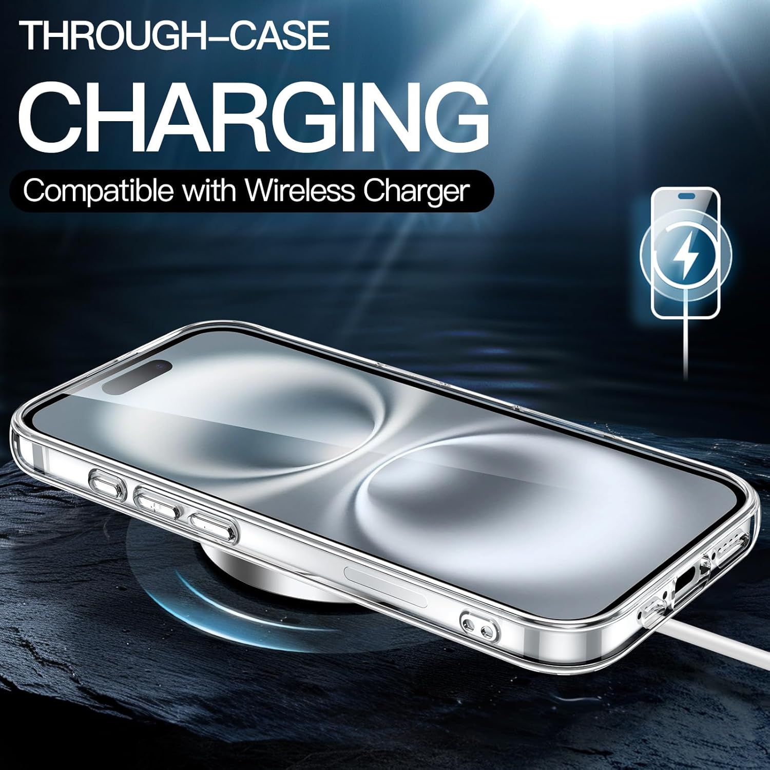 iPhone 16 6.1-Inch, Non-Yellowing Shockproof Phone Bumper Cover, Anti-Scratch Clear Back (Clear)