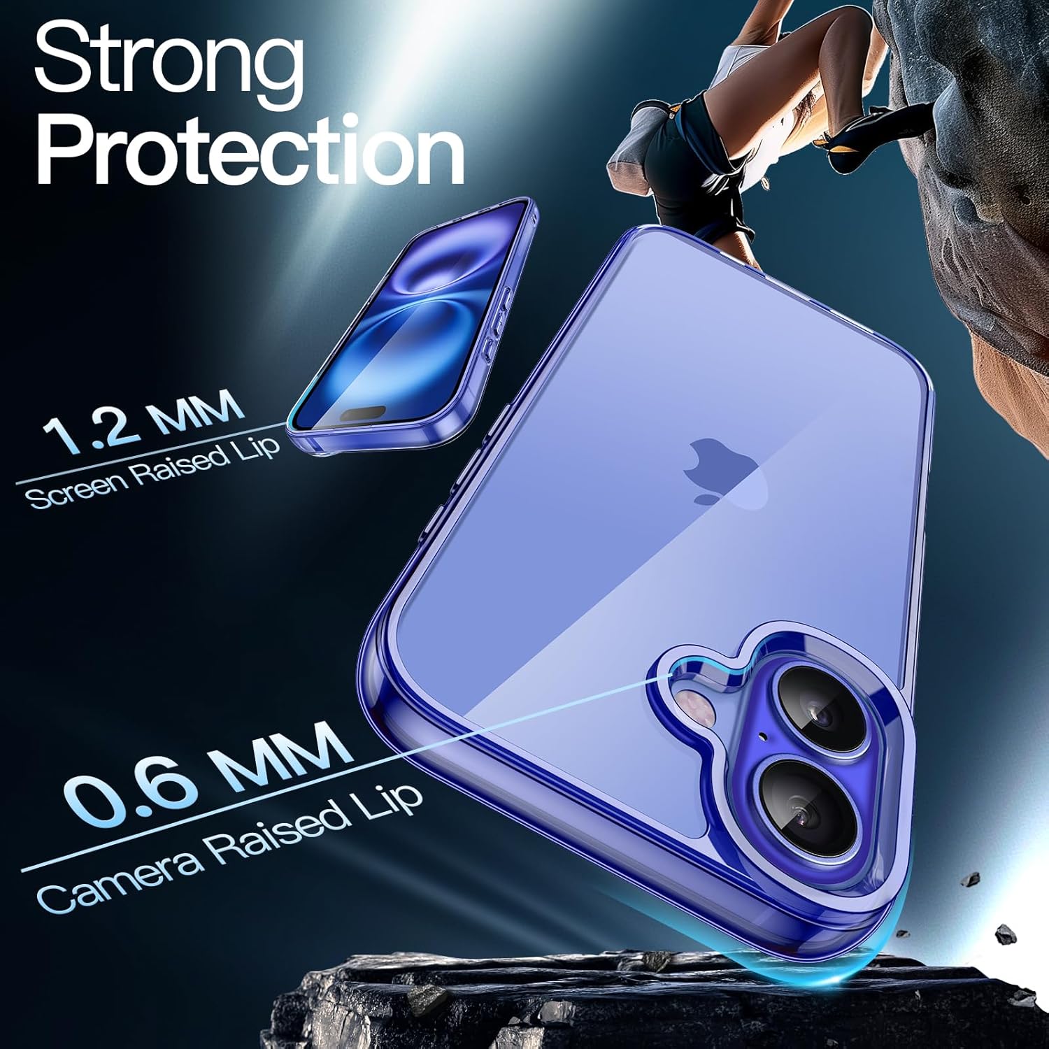 iPhone 16 6.1" Clear Shockproof Bumper – Non-Yellowing, Anti-Scratch (Ultramarine)