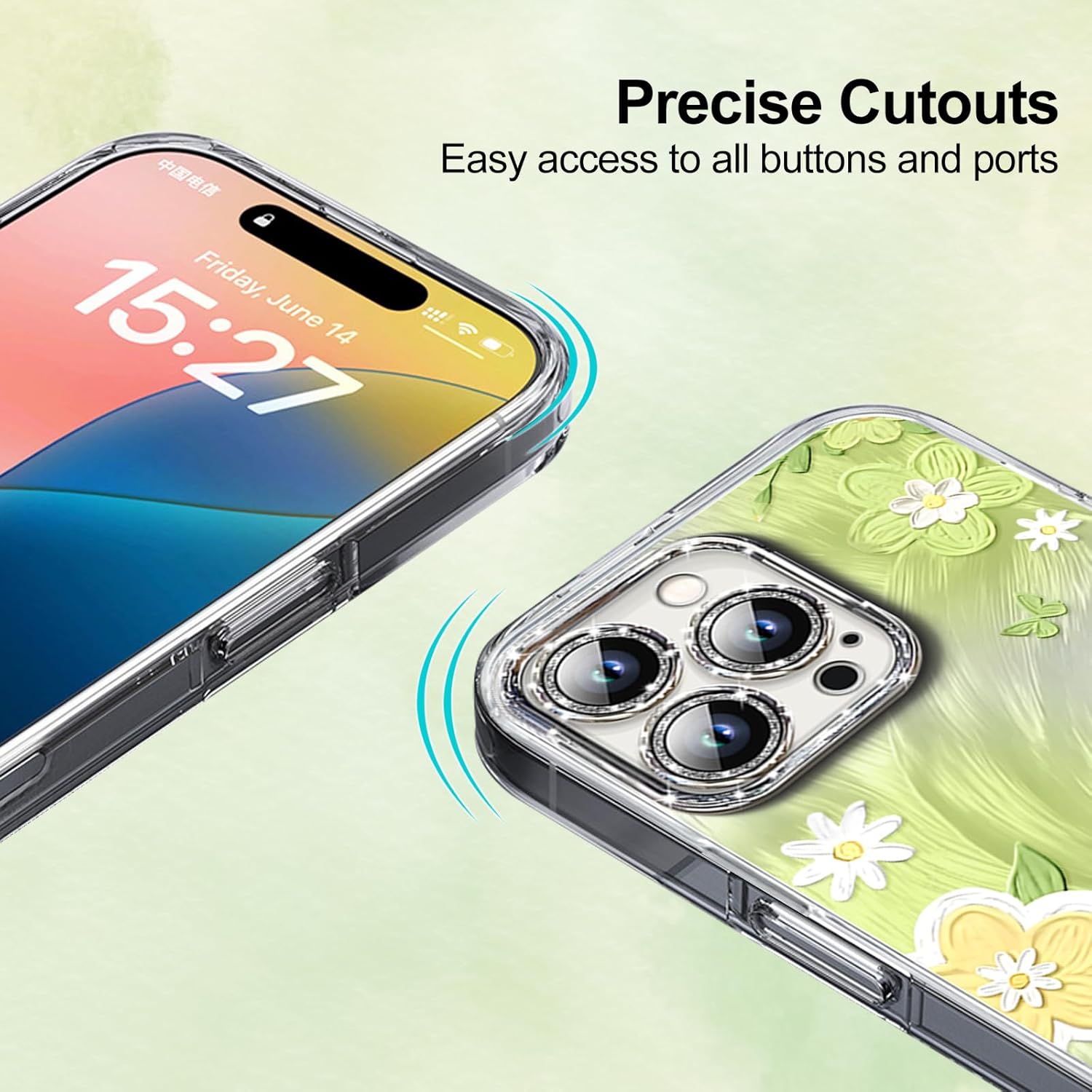 iPhone 16 Pro Max Case – Colorful Retro Floral Oil Painting, Cute & Protective