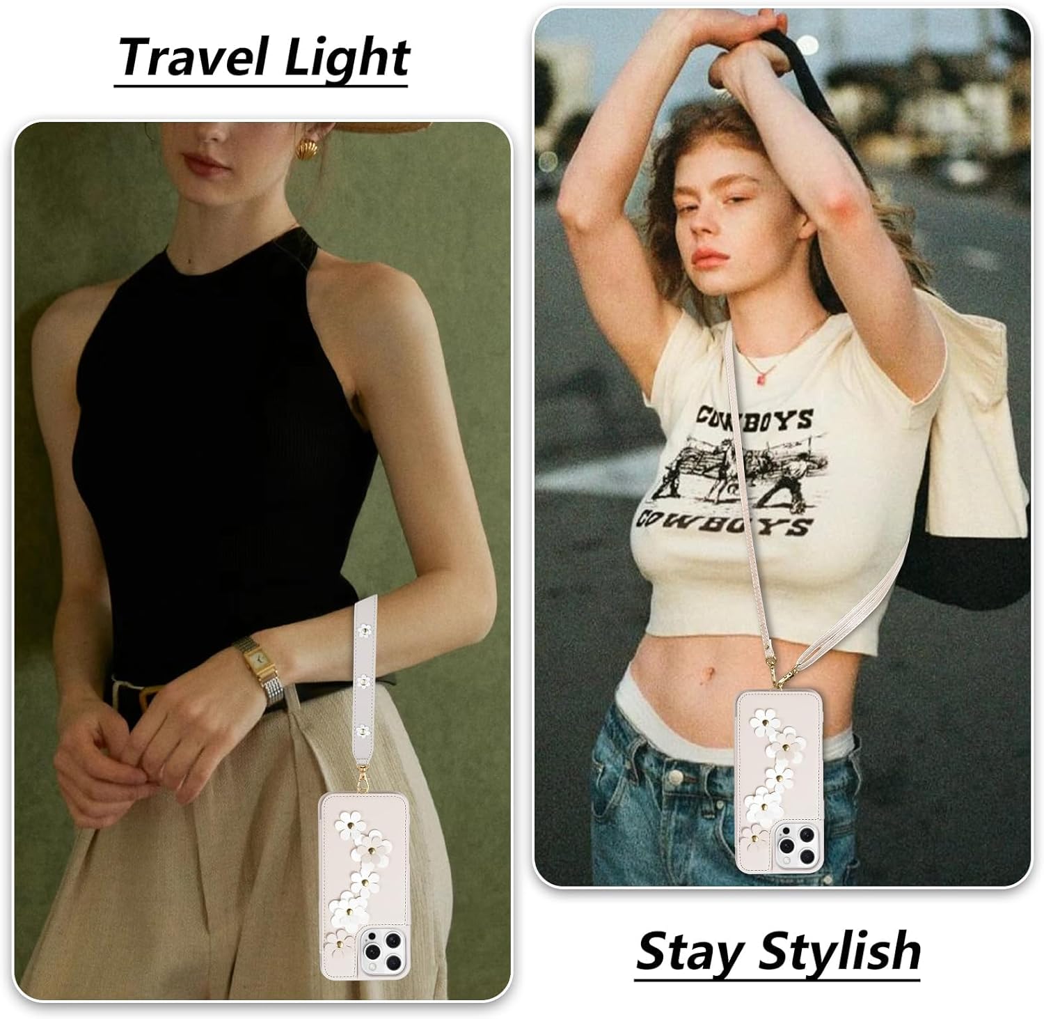 iPhone 16 Pro Max Wallet Case – Beige, Crossbody Purse, Wrist Strap, Shockproof
