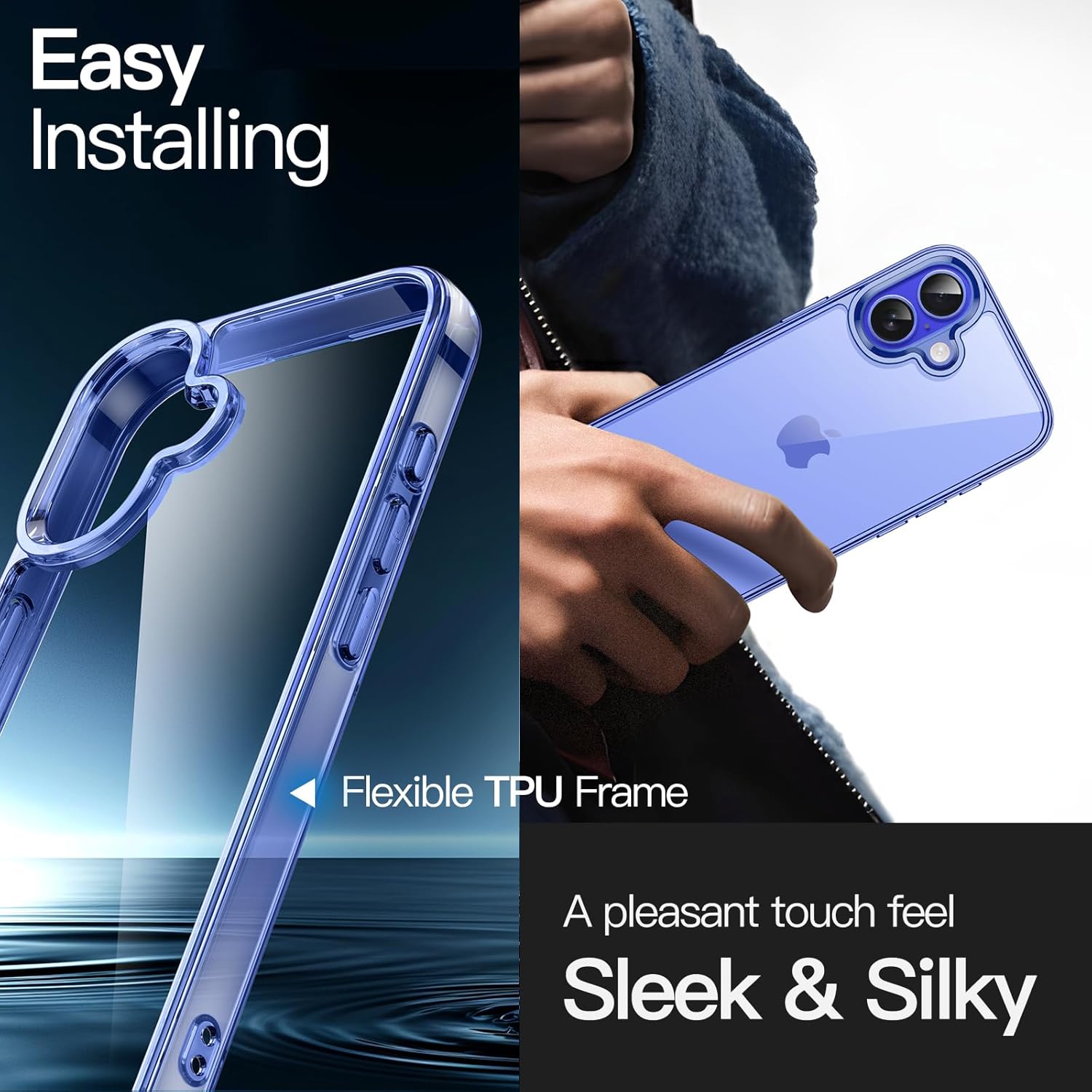 iPhone 16 6.1" Clear Shockproof Bumper – Non-Yellowing, Anti-Scratch (Ultramarine)