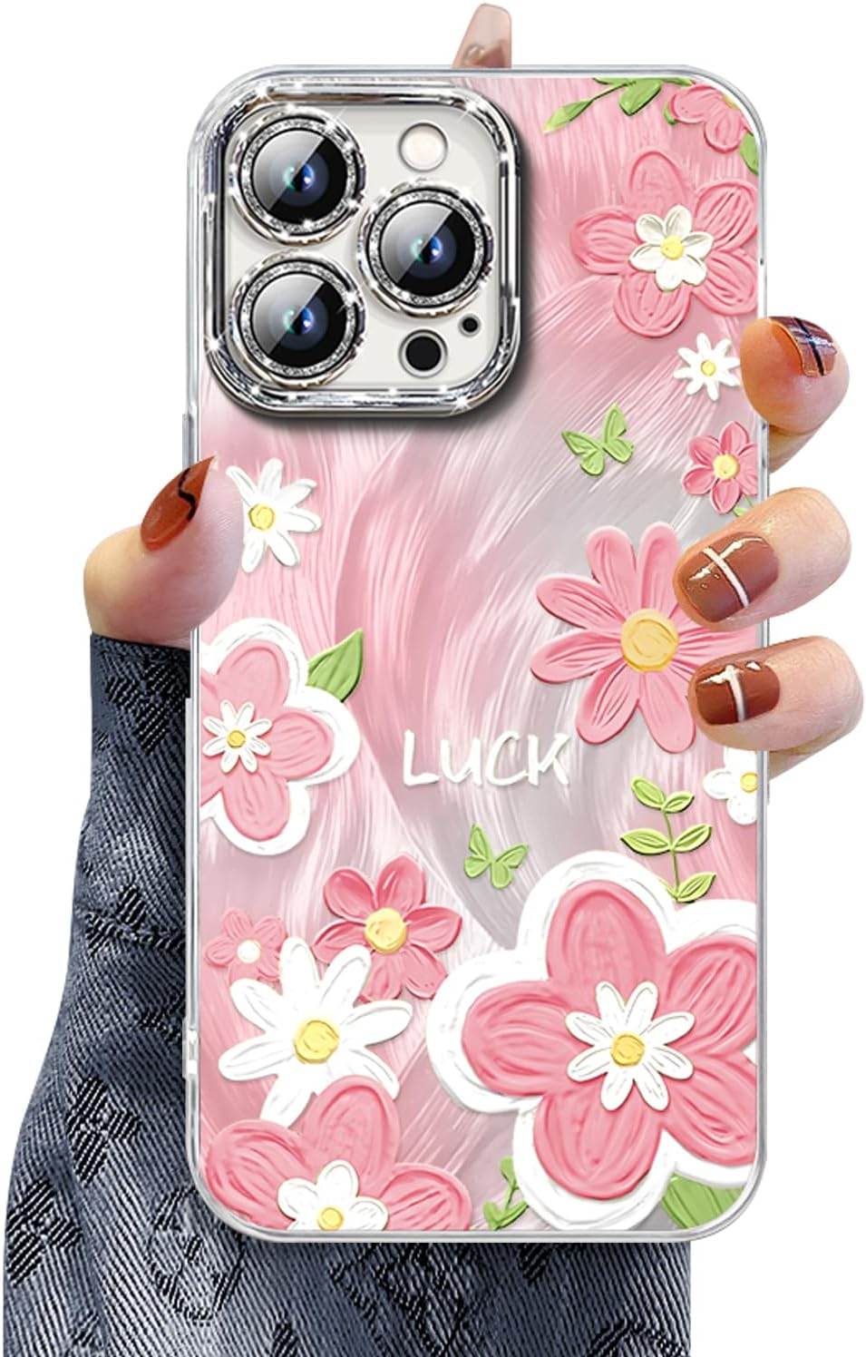 iPhone 16 Pro Max Case – Colorful Retro Floral Oil Painting, Cute & Protective