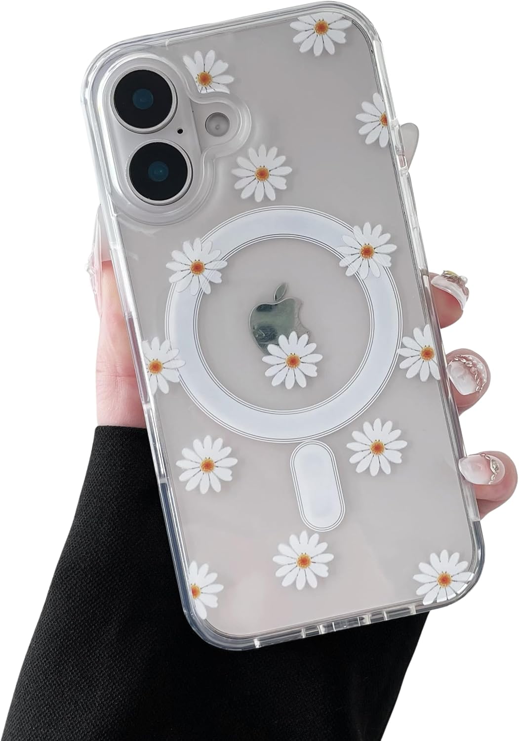 iPhone 16 MagSafe Case – Big White Flower Design, Cute & Protective