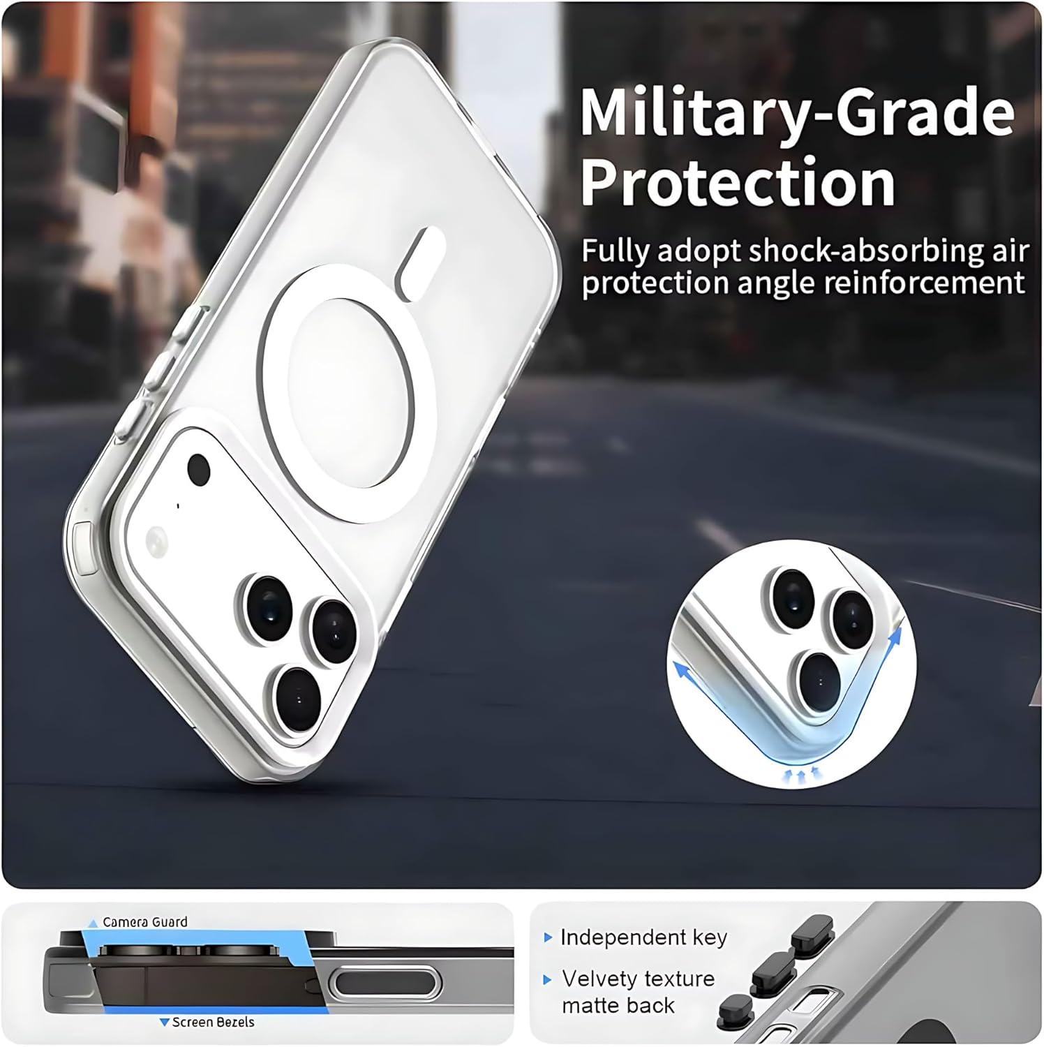 iPhone 17 Pro Max Clear MagSafe Case – Slim, Shockproof, Anti-Yellowing, Crystal Clear Design
