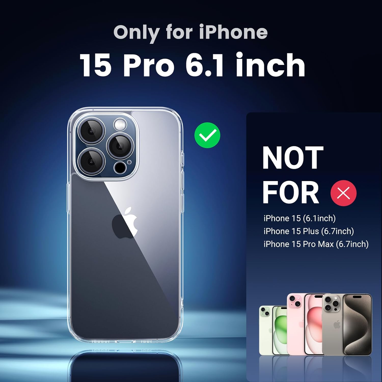 iPhone 15 Pro Clear Case – MIL-Grade, Anti-Yellow, Anti-Scratch, Slim with Air-Guard