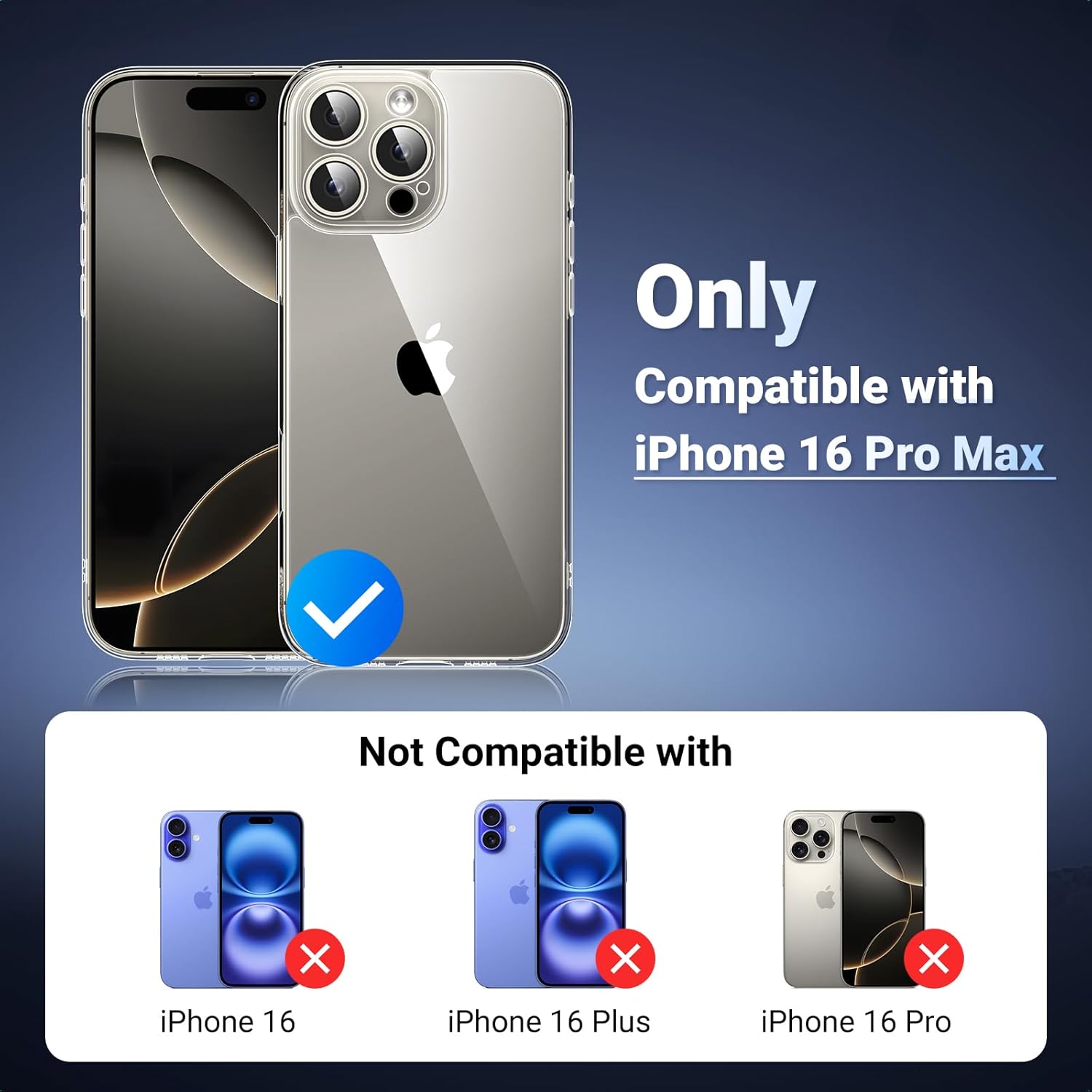 iPhone 16 Pro Max Clear Case – MIL-Grade, iCrystal Tech, Anti-Scratch, Slim with Air-Guard