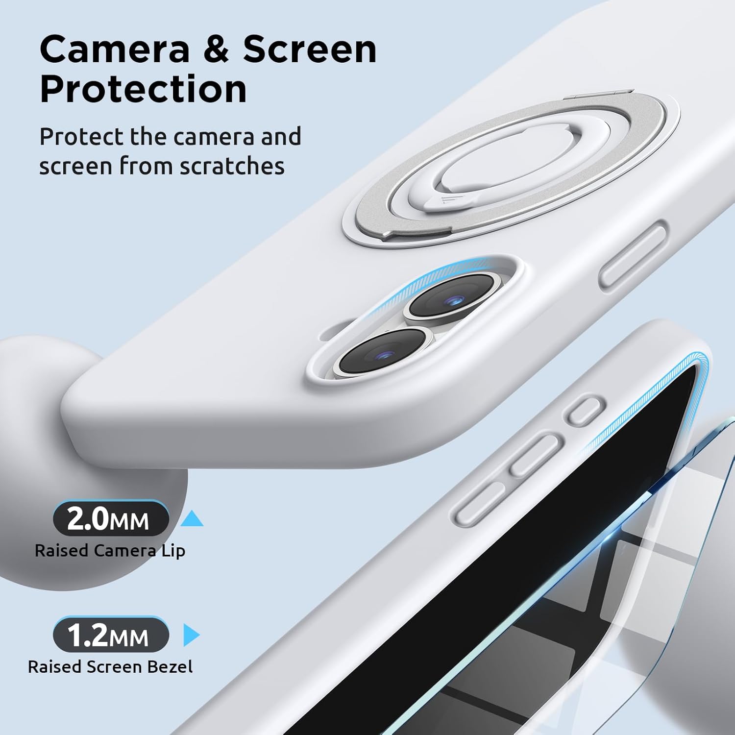MagSafe iPhone 16 Plus Case (6.7″) – Slim Shockproof Cover with Rotating Ring Stand