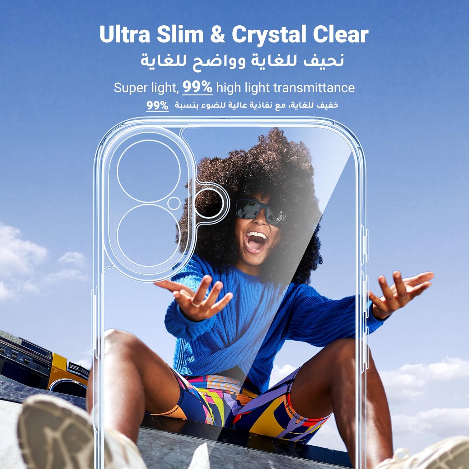 Phone 16 Clear Case – MIL-Grade, iCrystal Tech, Anti-Scratch, Slim with Air-Guard