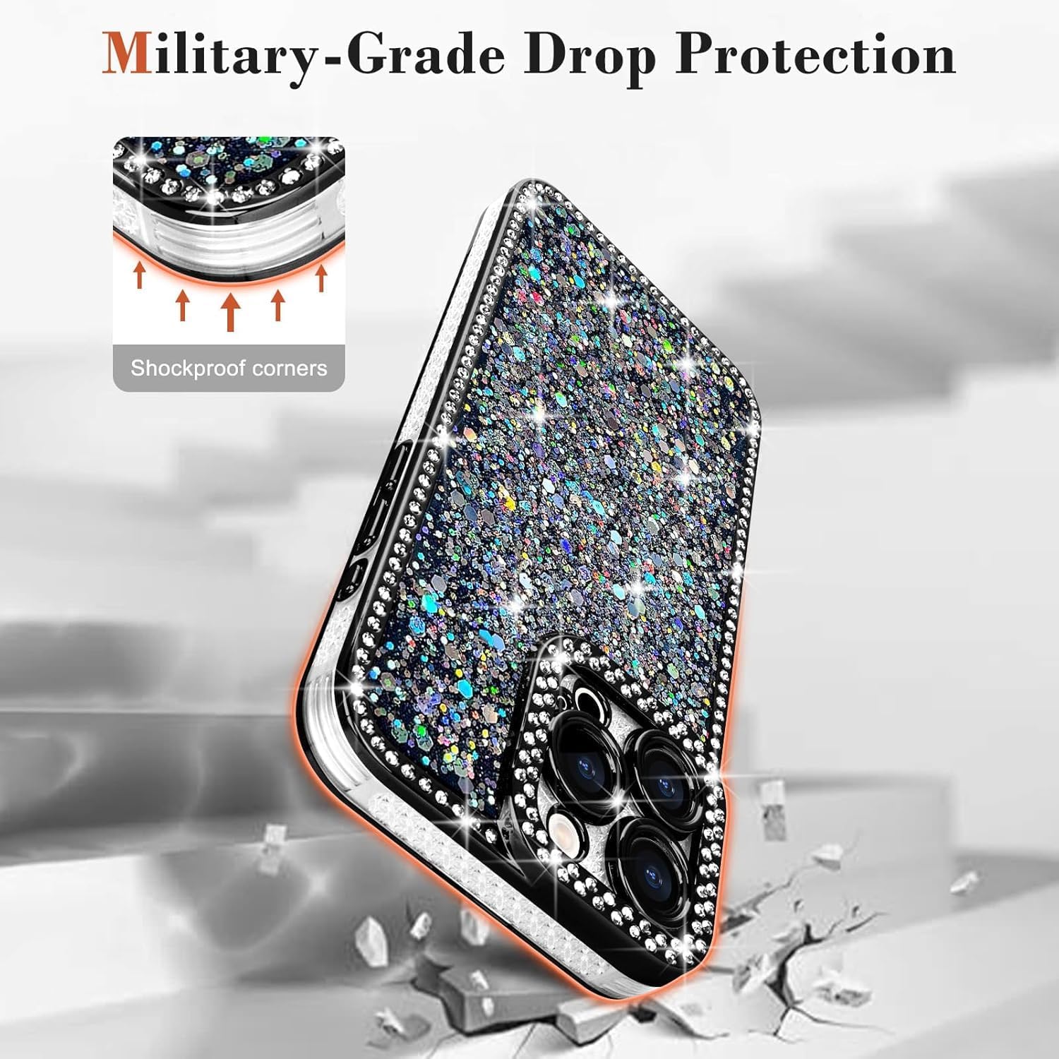 iPhone 16 Pro Max Bling Case – Crystal Diamond Bumper, Soft & Protective