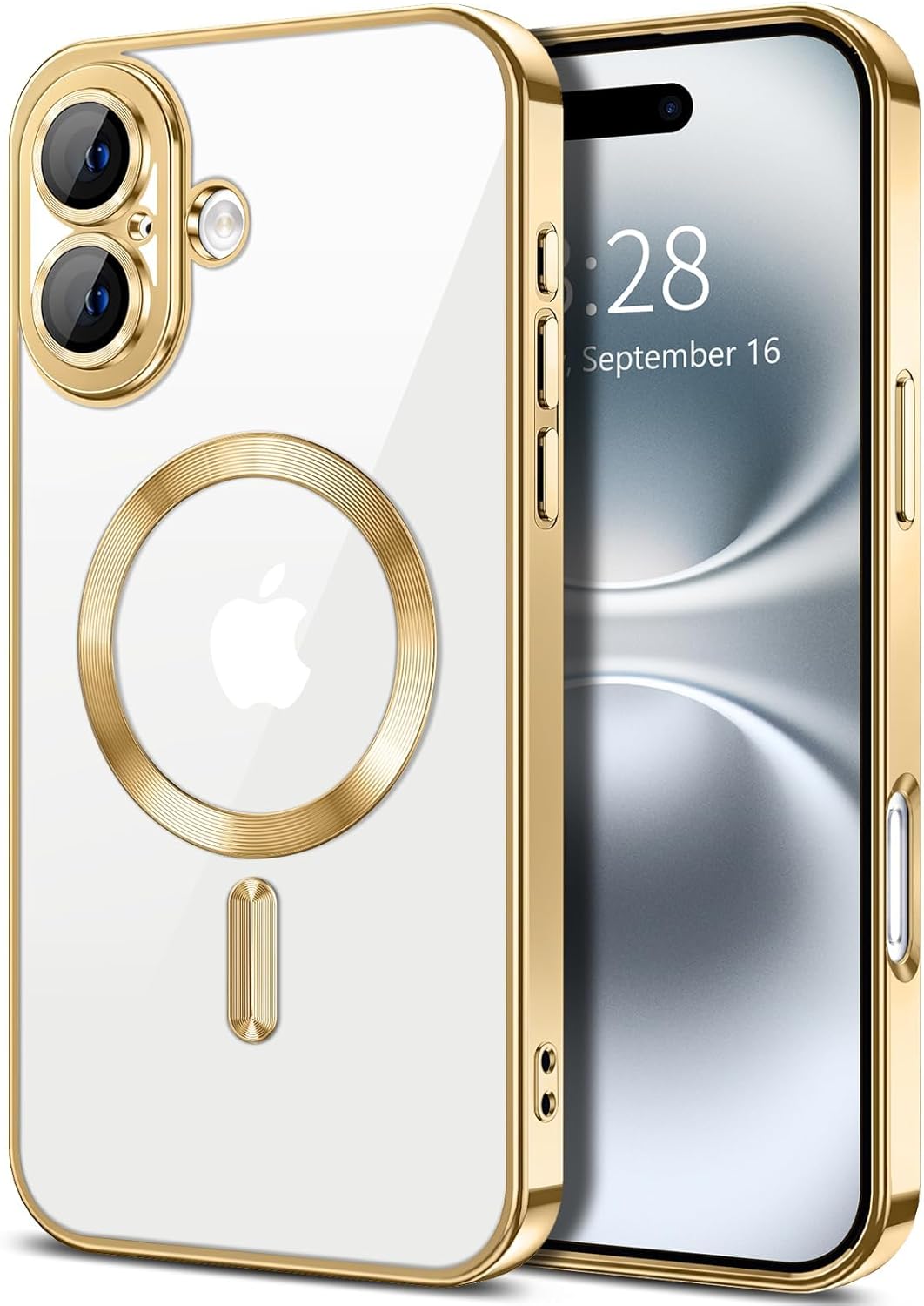 MagSafe iPhone 16 Plus Case (6.7″) – Clear Slim TPU Cover with Camera Lens Protector & Plating Edge