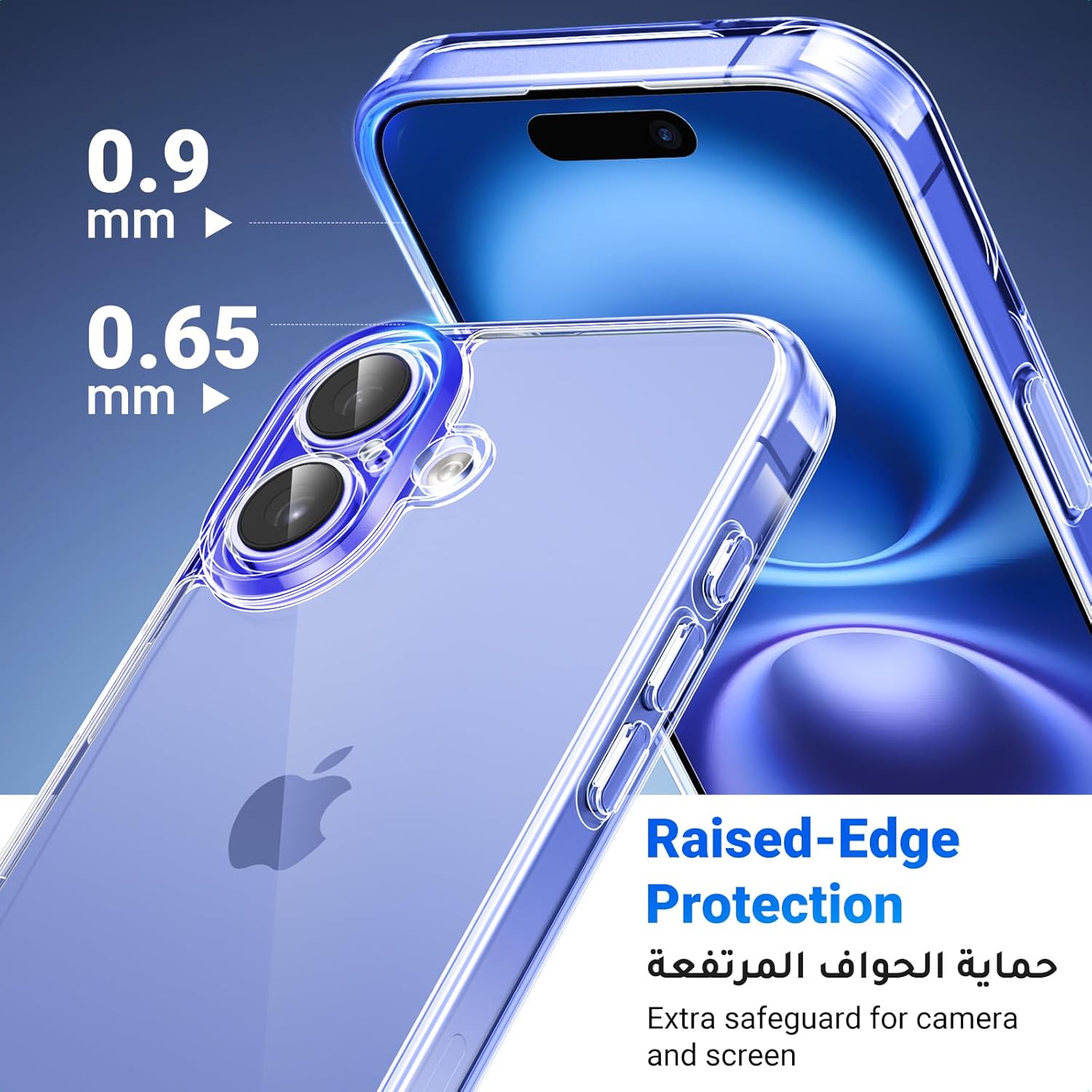 Phone 16 Clear Case – MIL-Grade, iCrystal Tech, Anti-Scratch, Slim with Air-Guard