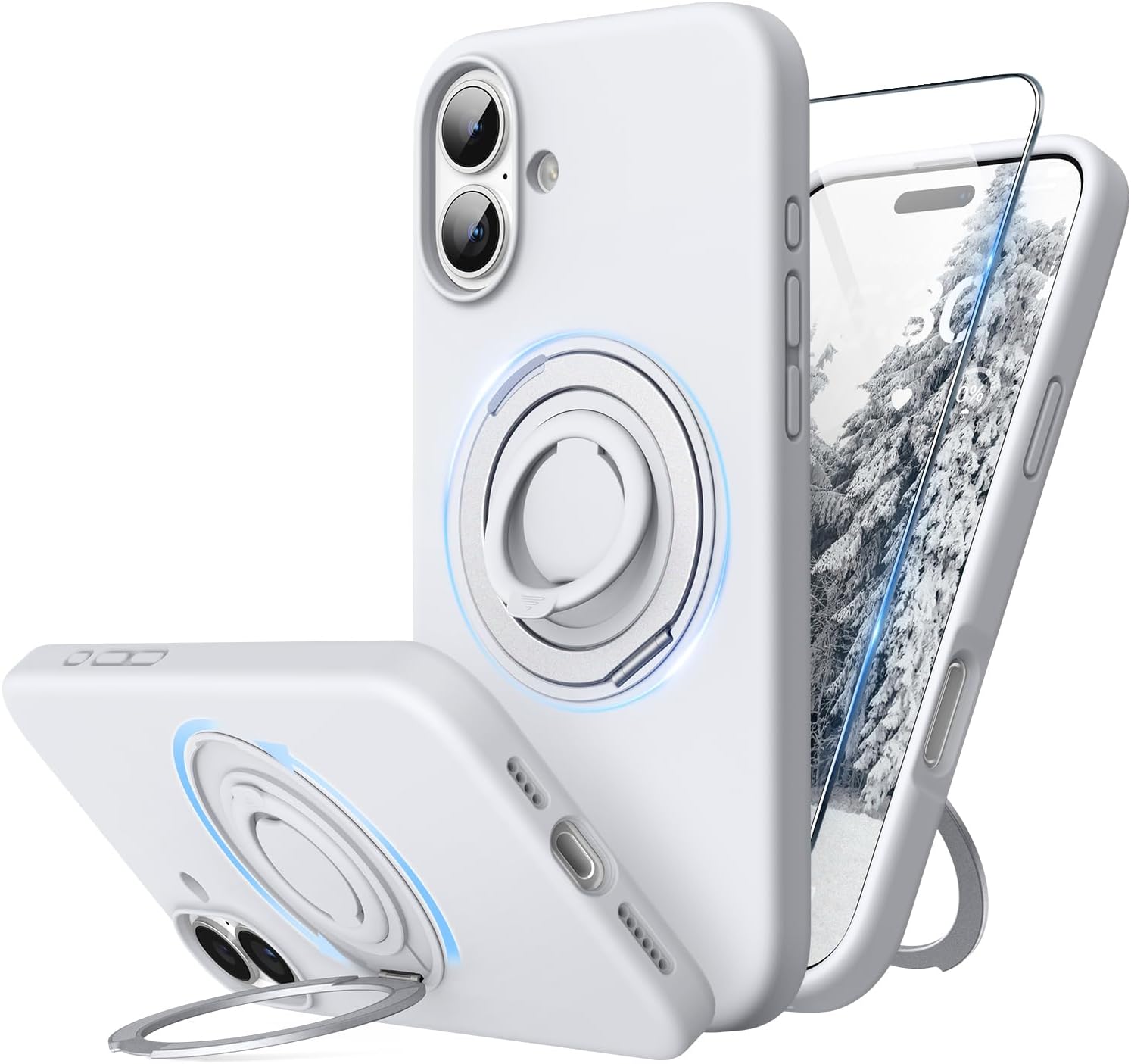 MagSafe iPhone 16 Plus Case (6.7″) – Slim Shockproof Cover with Rotating Ring Stand
