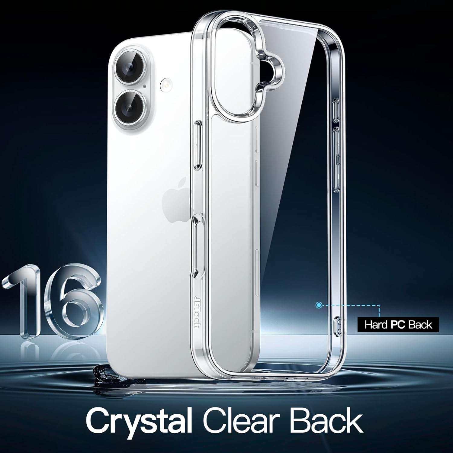 iPhone 16 6.1-Inch, Non-Yellowing Shockproof Phone Bumper Cover, Anti-Scratch Clear Back (Clear)