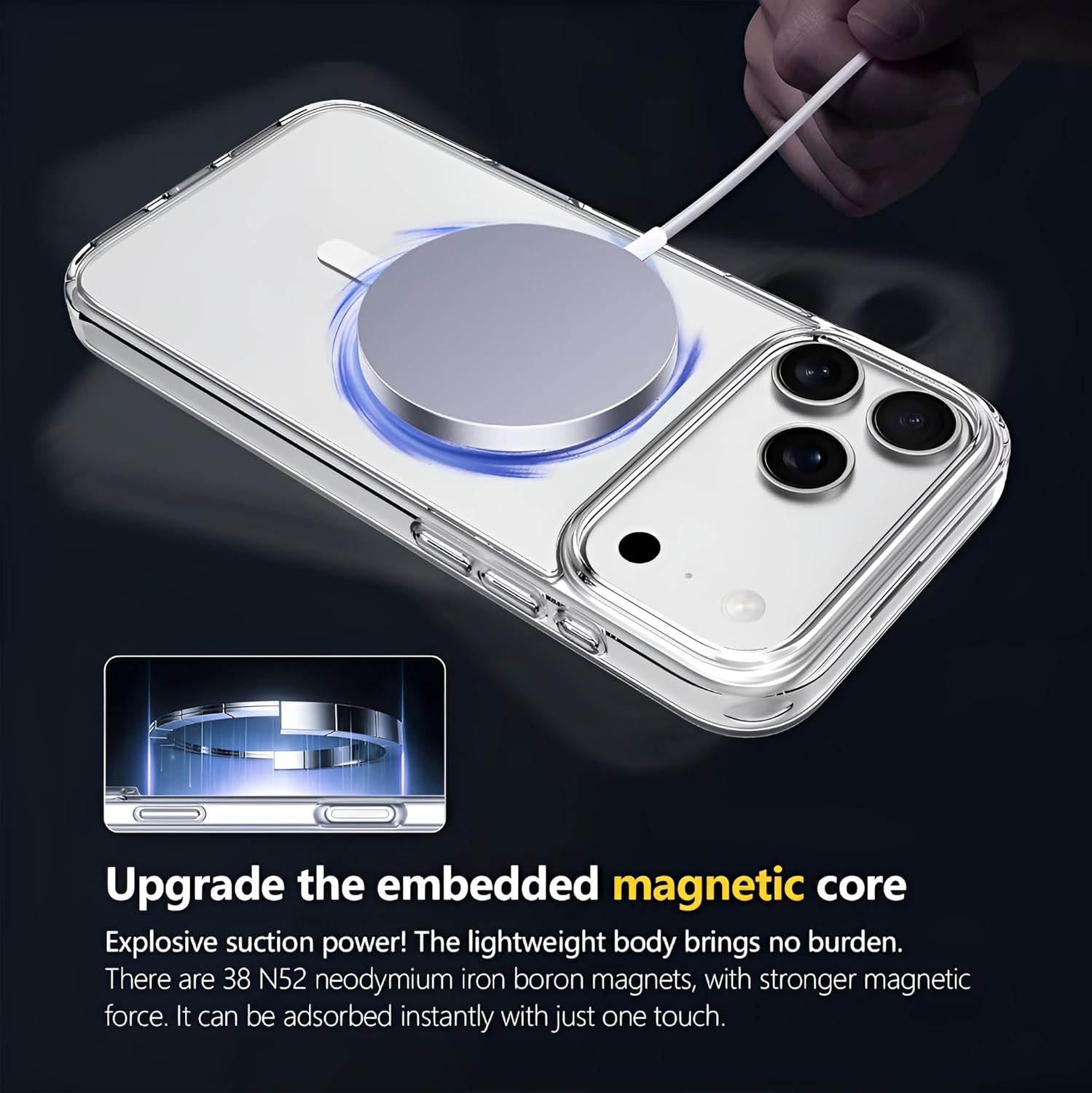 iPhone 17 Pro Max Clear MagSafe Case – Slim, Shockproof, Anti-Yellowing, Crystal Clear Design
