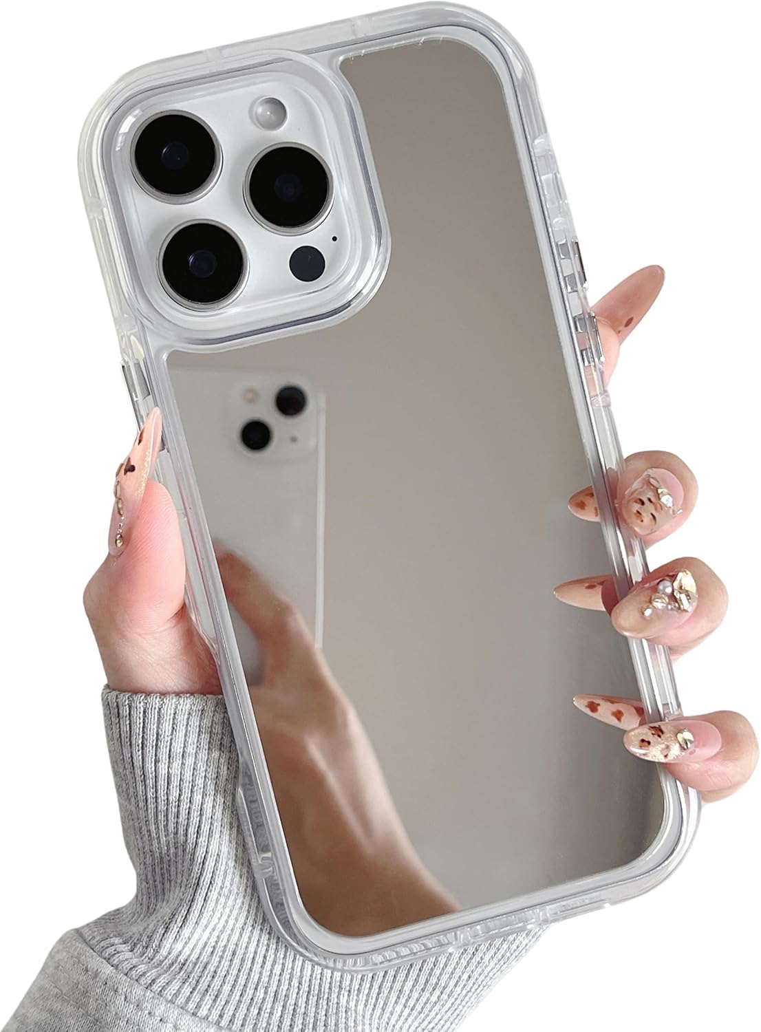 iPhone 16 Pro Mirror Case – Glossy, Shockproof, Clear Makeup Cover