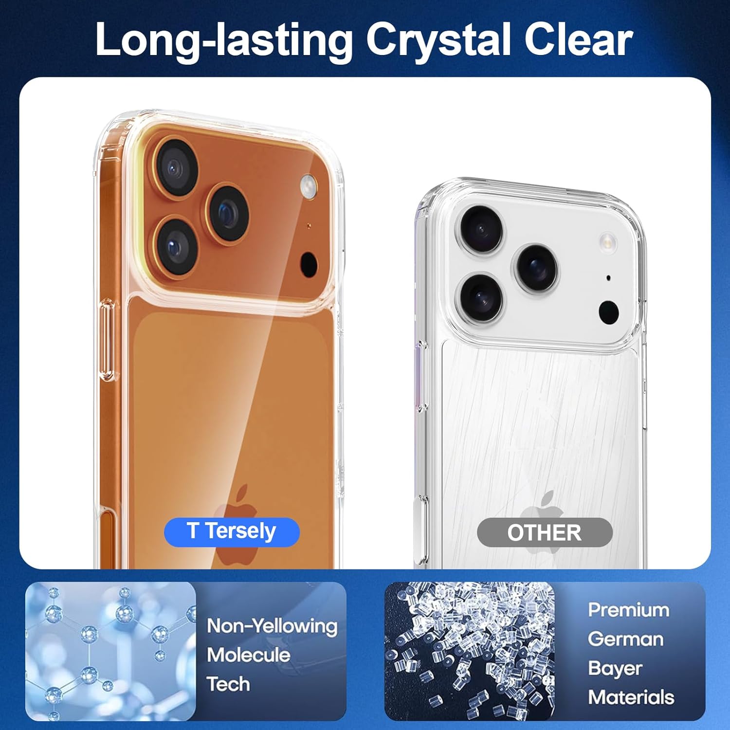 iPhone 17 Pro Max Clear Case – Anti-Yellowing, Slim, Shockproof, Wireless Charging Friendly