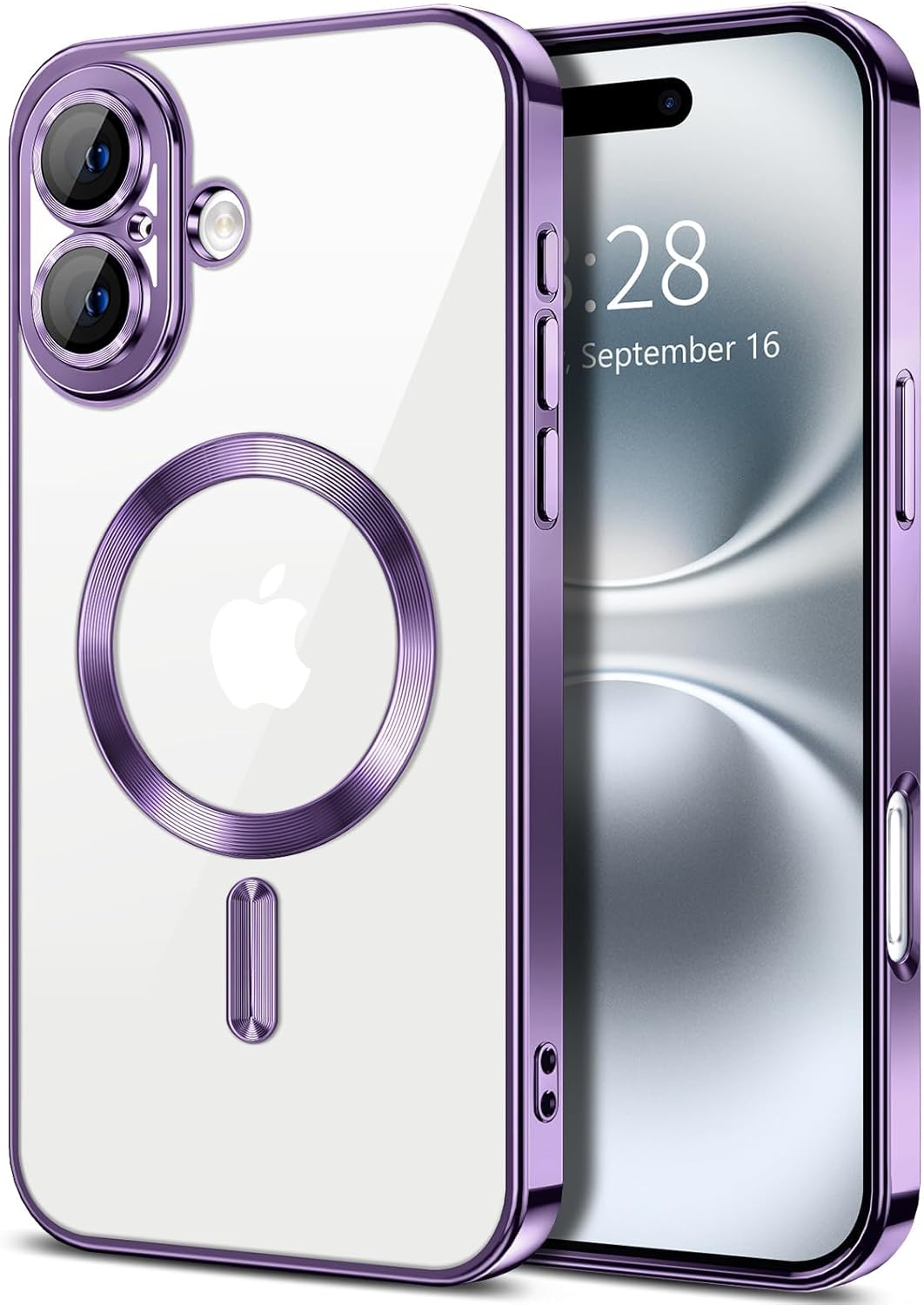 MagSafe iPhone 16 Plus Case (6.7″) – Clear Slim TPU Cover with Camera Lens Protector & Plating Edge