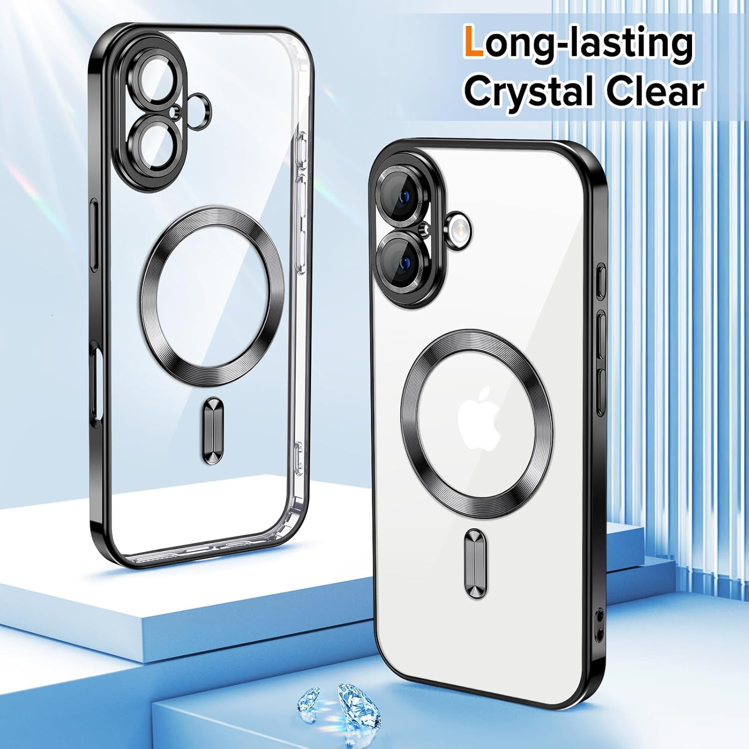 MagSafe iPhone 16 Plus Case (6.7″) – Clear Slim TPU Cover with Camera Lens Protector & Plating Edge