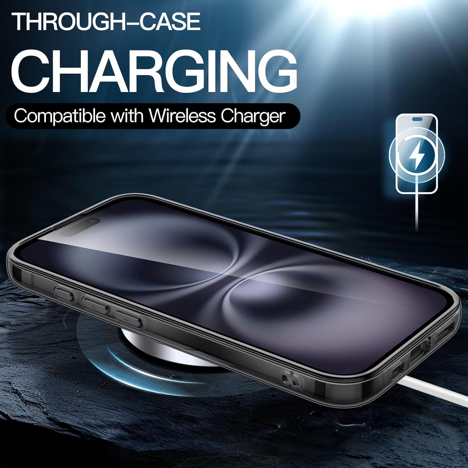 iPhone 16 6.1-Inch, Non-Yellowing Shockproof Phone Bumper Cover, Anti-Scratch Clear Back
