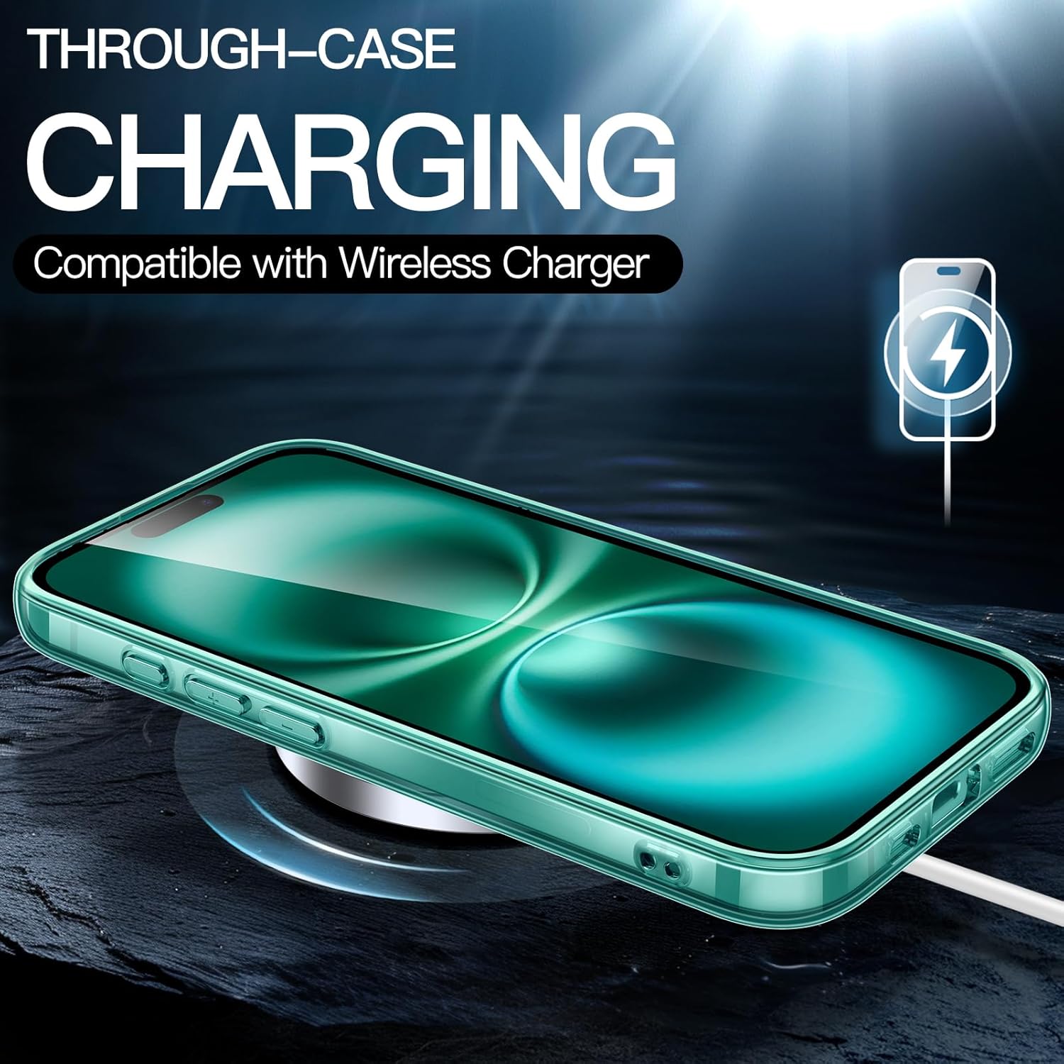 iPhone 16 6.1" Clear Shockproof Bumper – Non-Yellowing, Anti-Scratch (Teal)