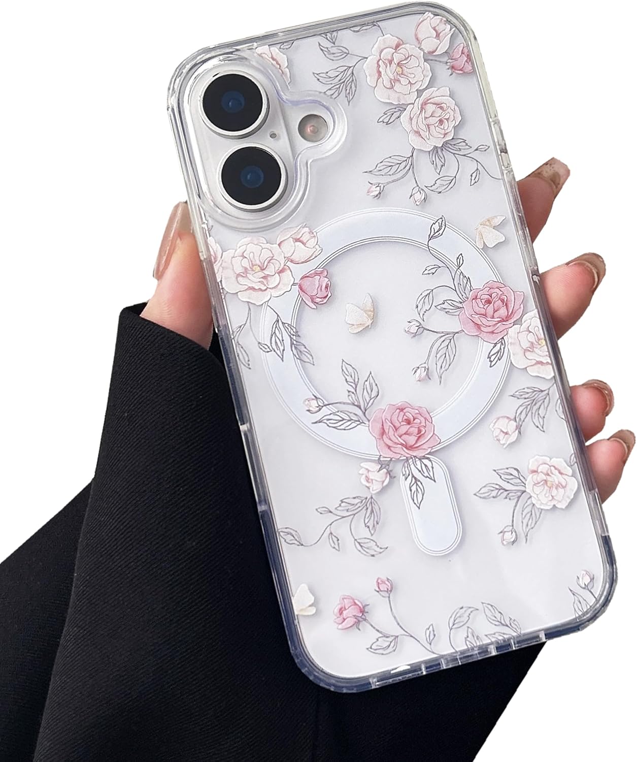 iPhone 16 MagSafe Case – Big White Flower Design, Cute & Protective