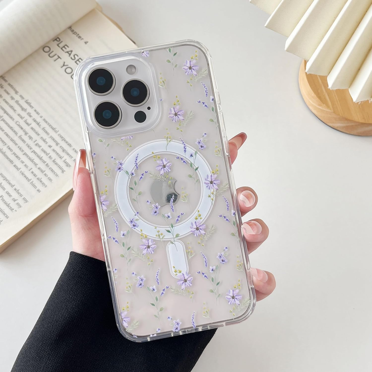 iPhone 16 Pro MagSafe Case – Big White Flower, Cute Floral Protective Cover