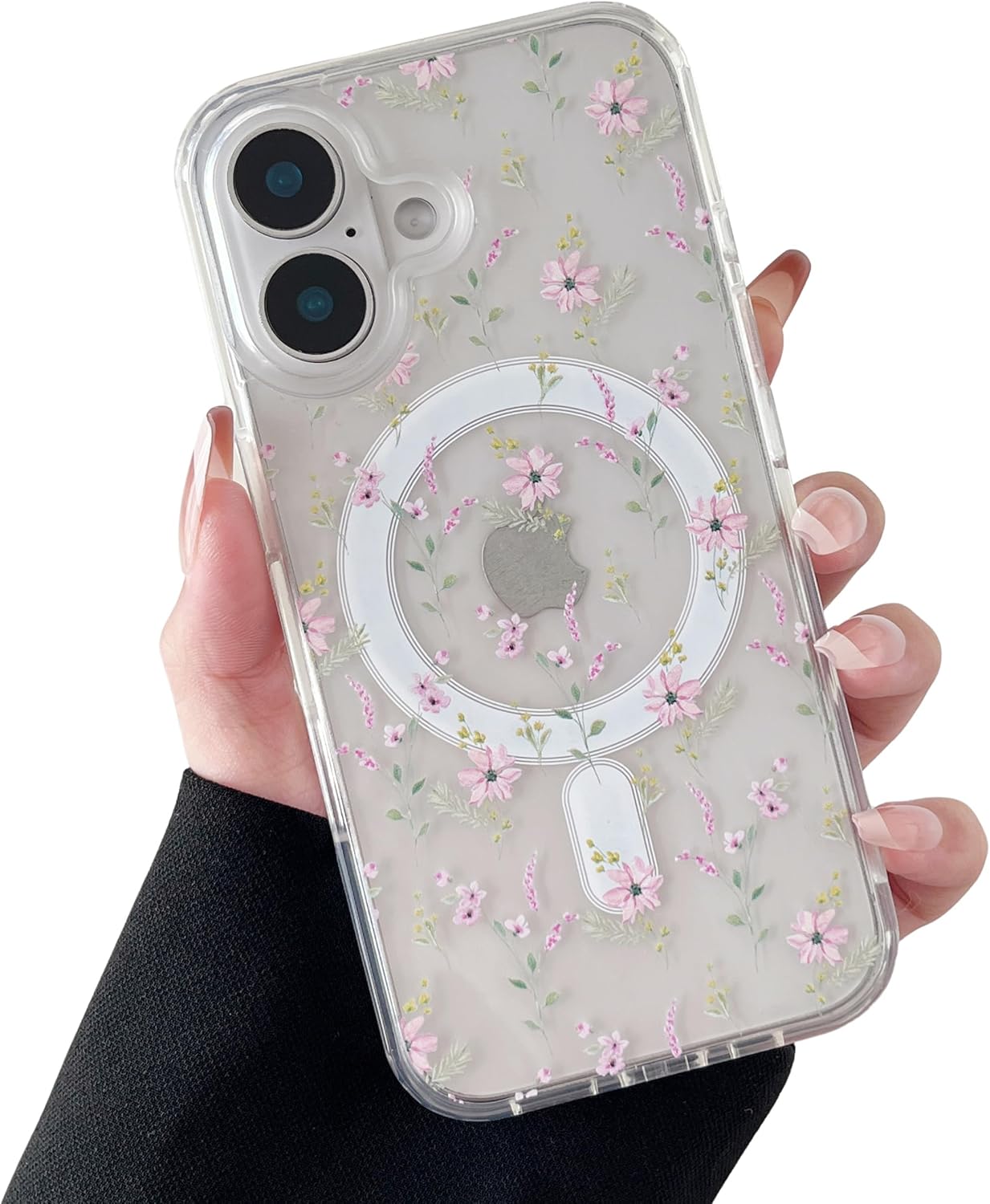 iPhone 16 MagSafe Case – Big White Flower Design, Cute & Protective
