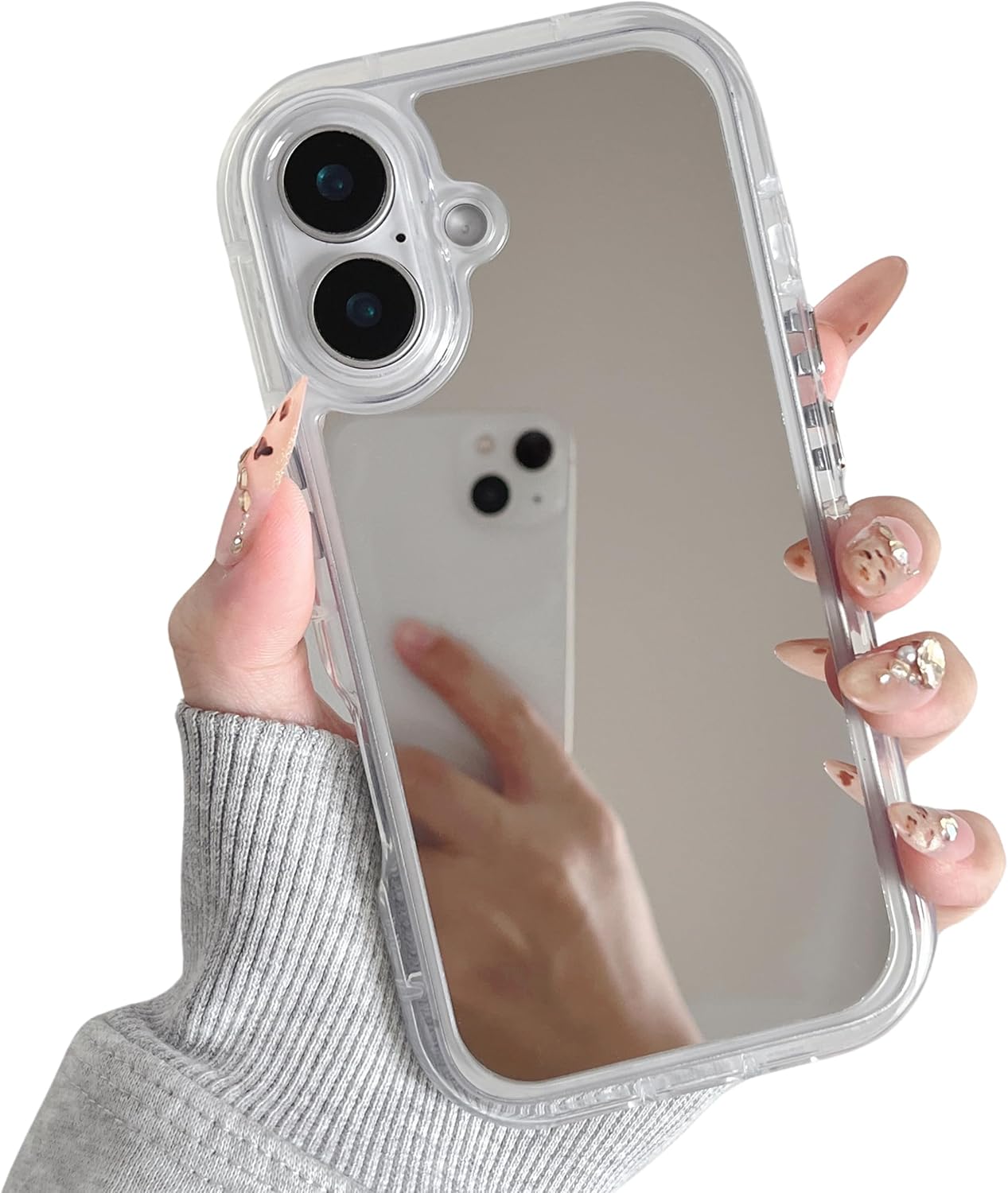 Mirror Case for iPhone 16 Plus – Cute Glossy Makeup Cover, Shockproof & Protective