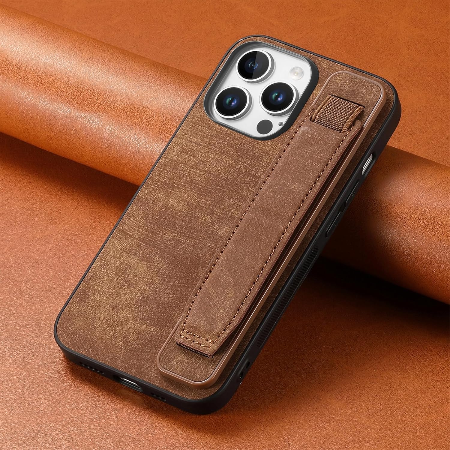 iPhone 16 Pro Max Leather Case – Shockproof, Stand & Strap